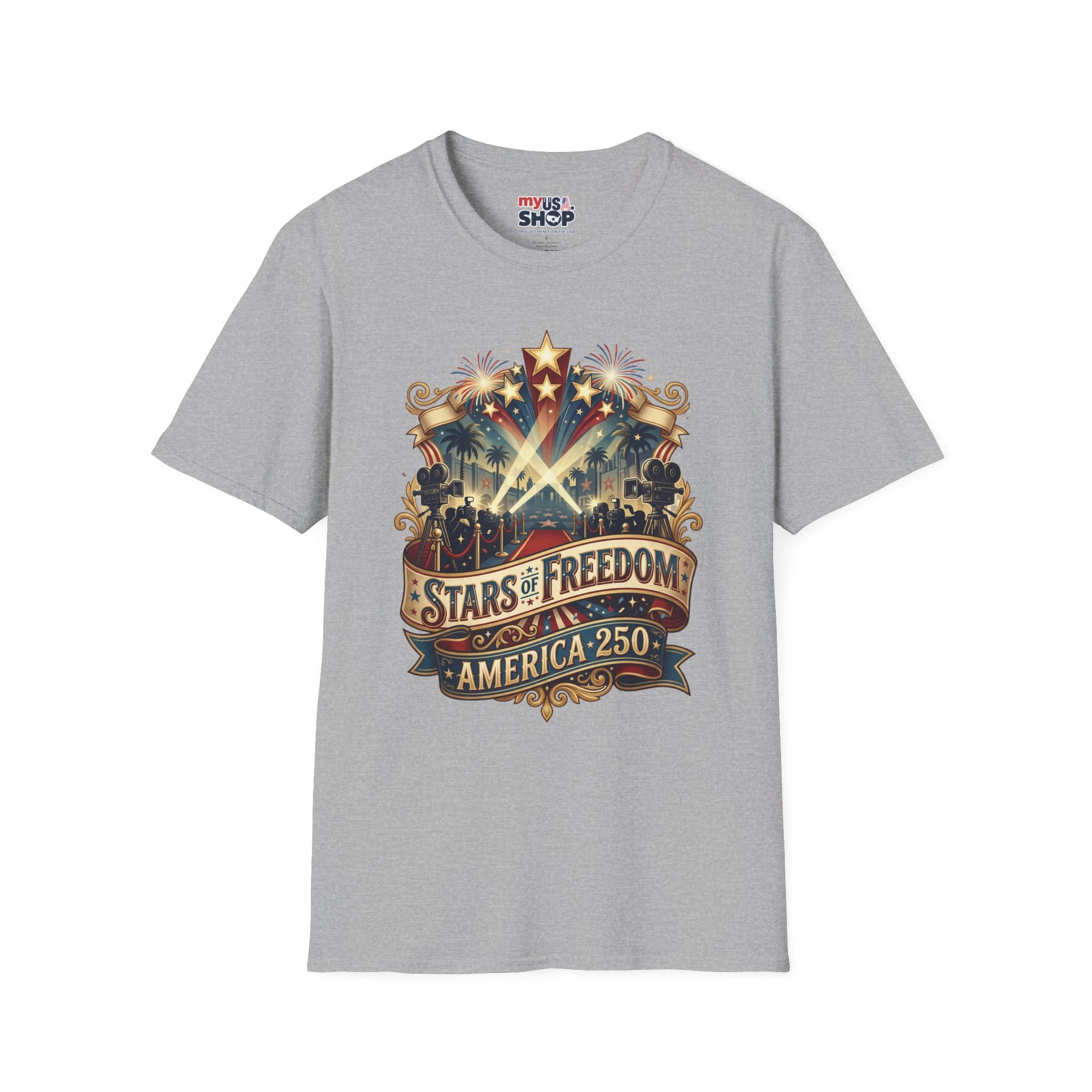 Stars of Freedom T‑Shirt — America 250 Patriotic Celebration Tee Pop Culture