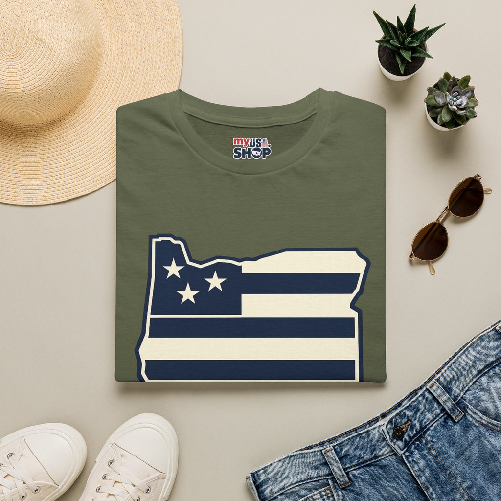 America 250 Oregon Shirt — Minimal Oregon State Flag Graphic Tee