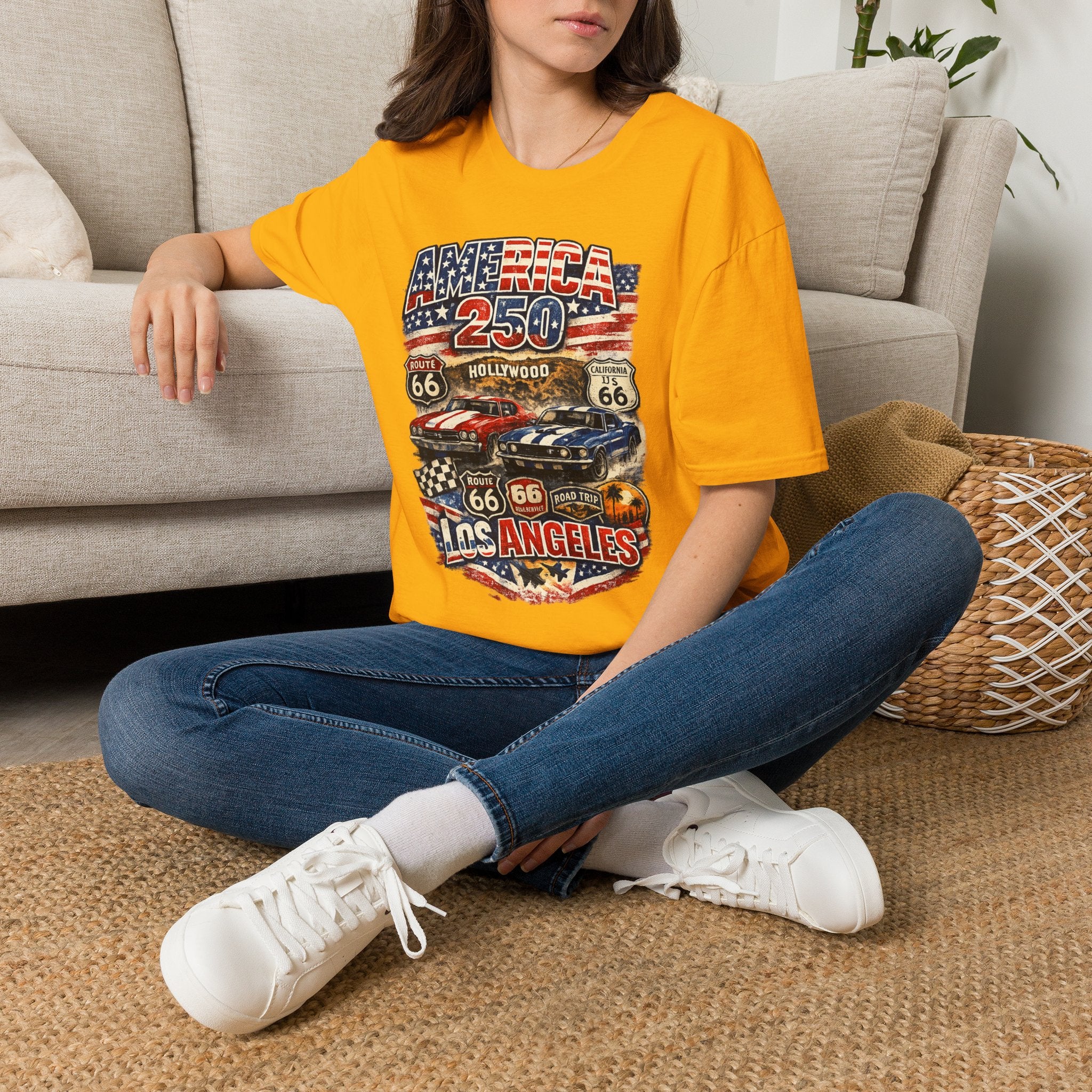 America 250 Los Angeles Route 66 Hollywood Muscle Cars Road Trip California Tee