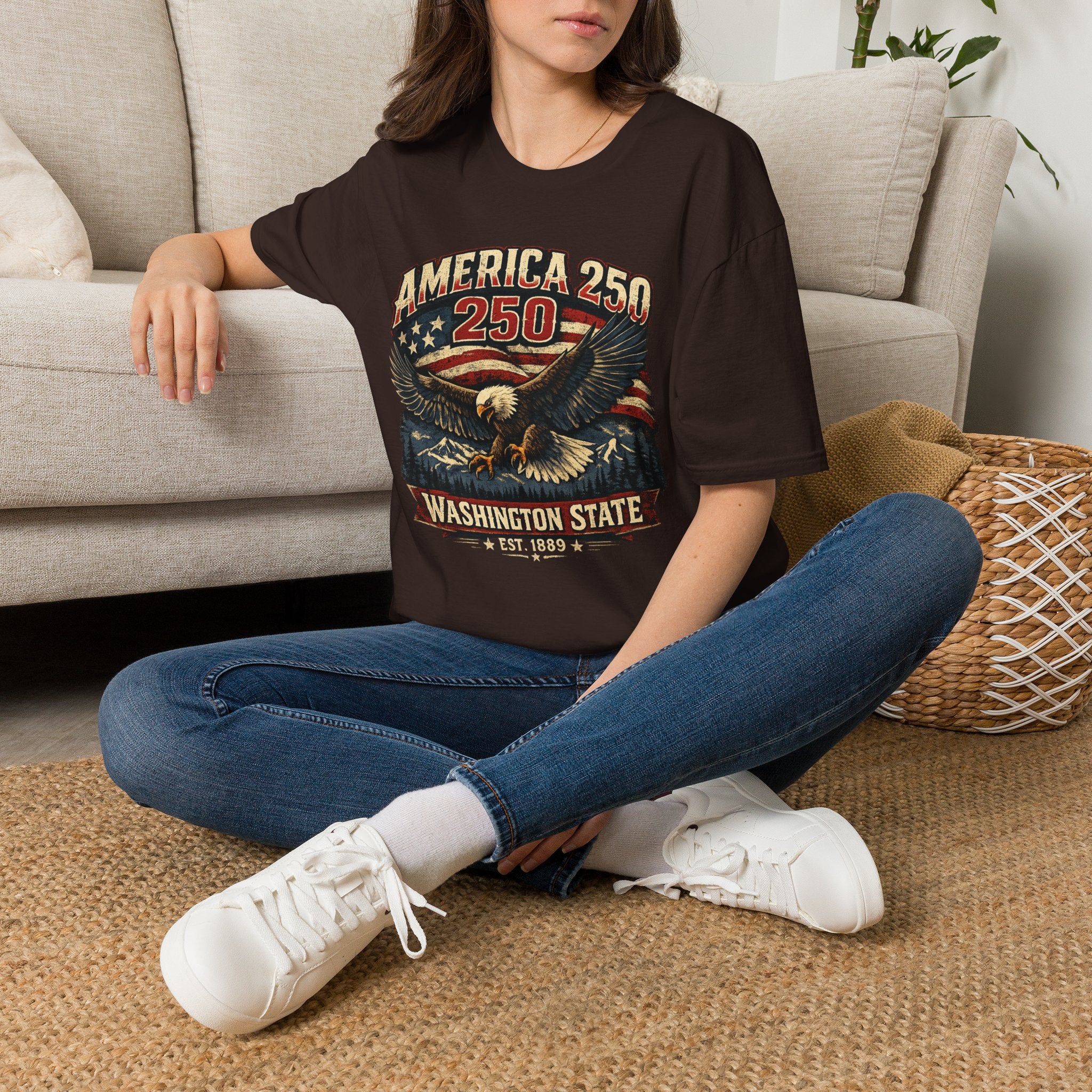 America 250 Eagle T-Shirt — Washington State Patriotic Tee
