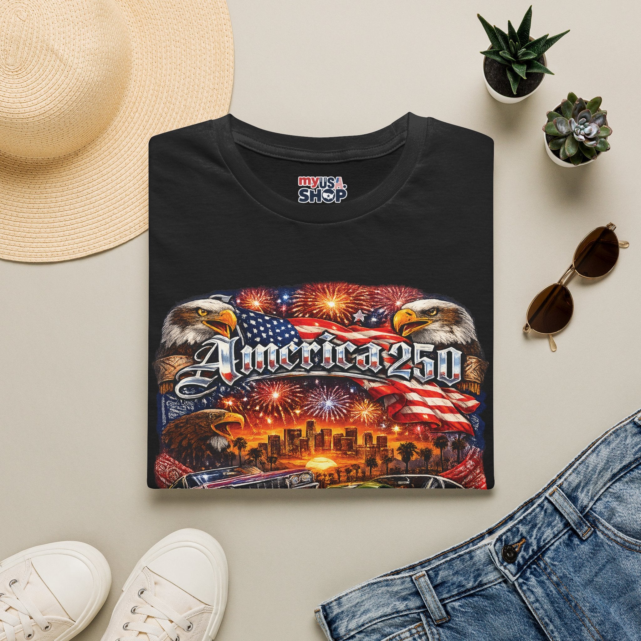 America 250 — Patriotic Bald Eagles, Fireworks & Chicano Pride