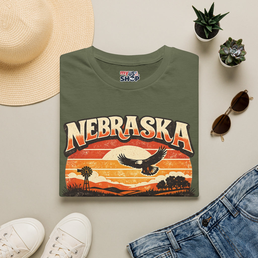 Nebraska America 250 Retro Sunset T-Shirt