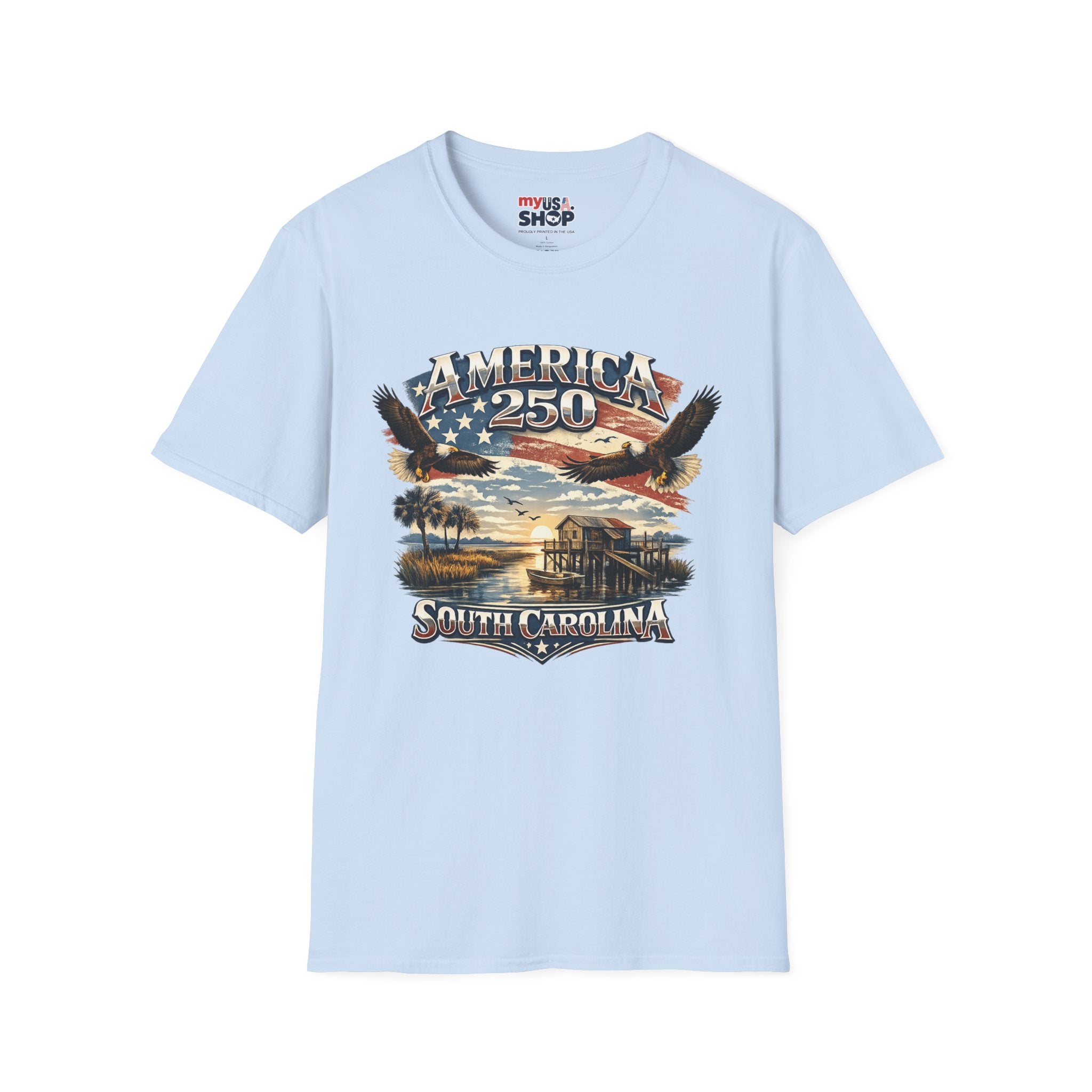 America 250 T-Shirt — South Carolina Patriotic Bald Eagles & Flag Graphic