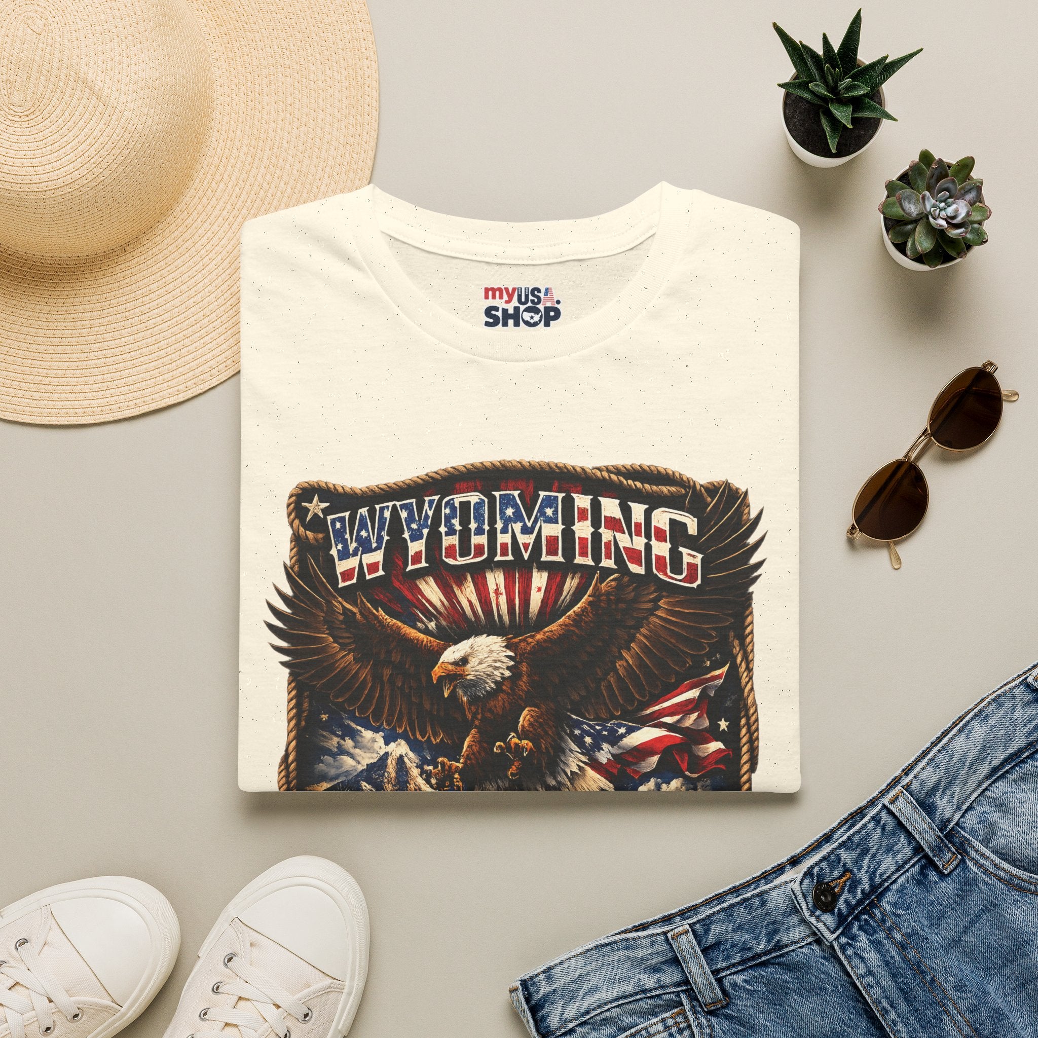 Wyoming Eagle T-Shirt — Patriotic America 250th Anniversary Graphic Tee