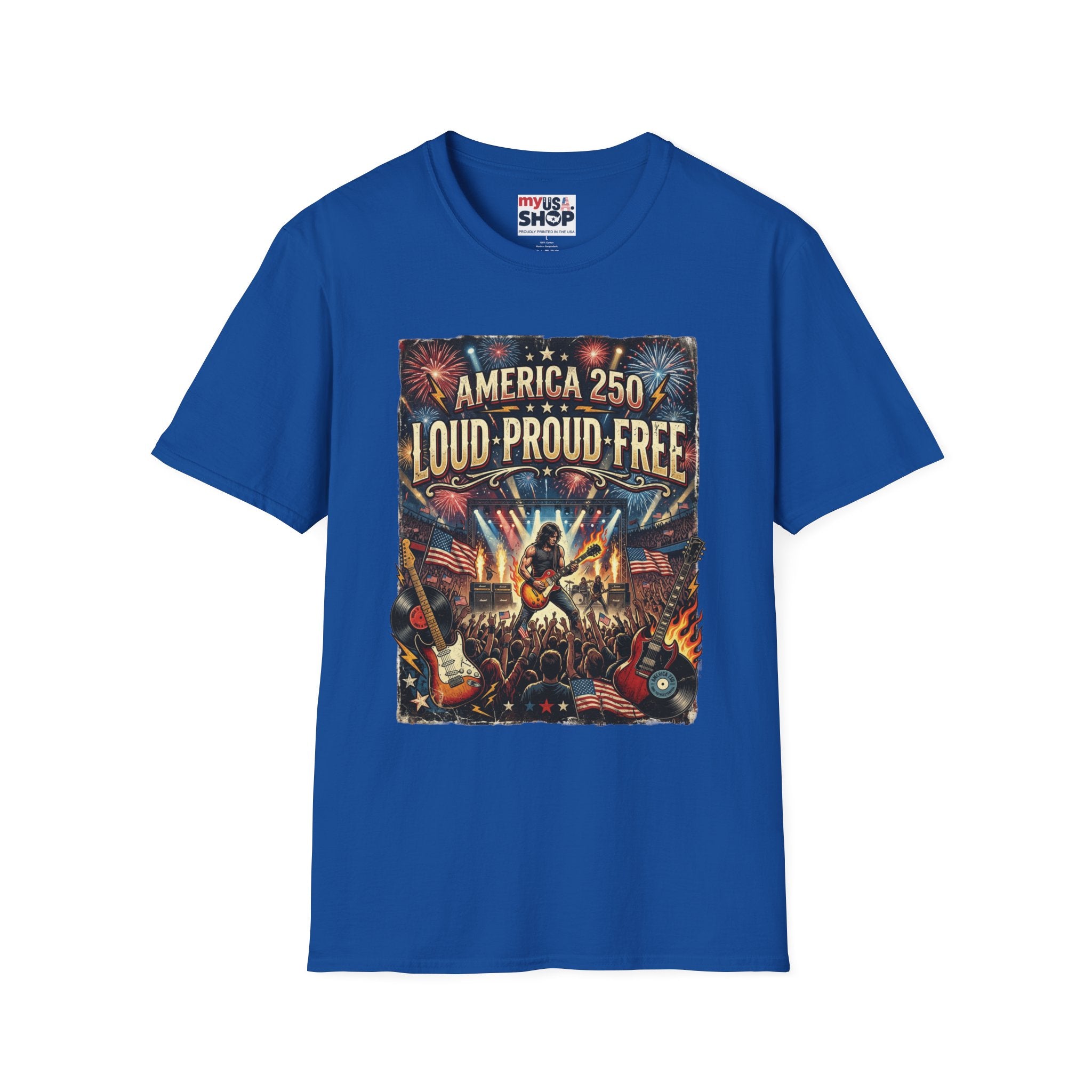 America 250 "Loud Proud Free" T-Shirt — Patriotic Fireworks Concert Tee Pop Culture