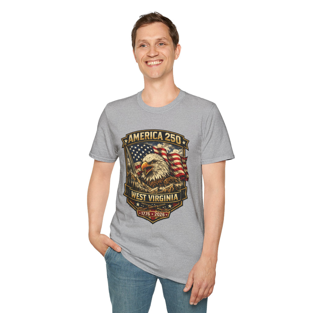 America 250 Eagle Flag T-Shirt — West Virginia Patriotic Anniversary Shirt