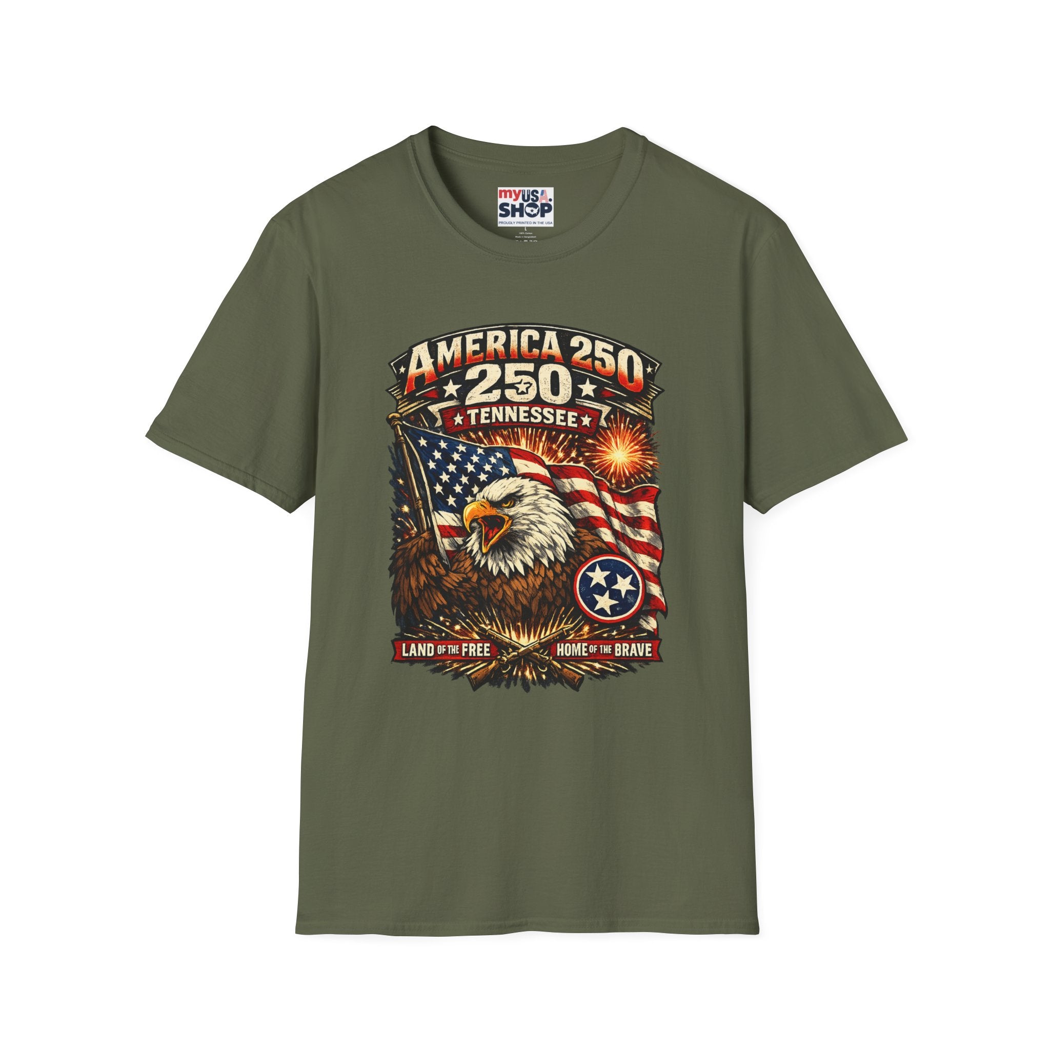 America 250 Tennessee Shirt — Land of the Free Patriotic Eagle Tee