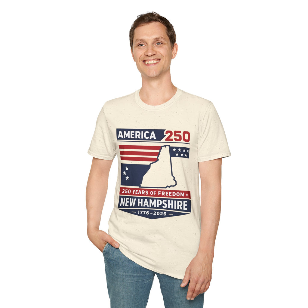 America 250 New Hampshire T-Shirt — 250 Years of Freedom (1776–2026)