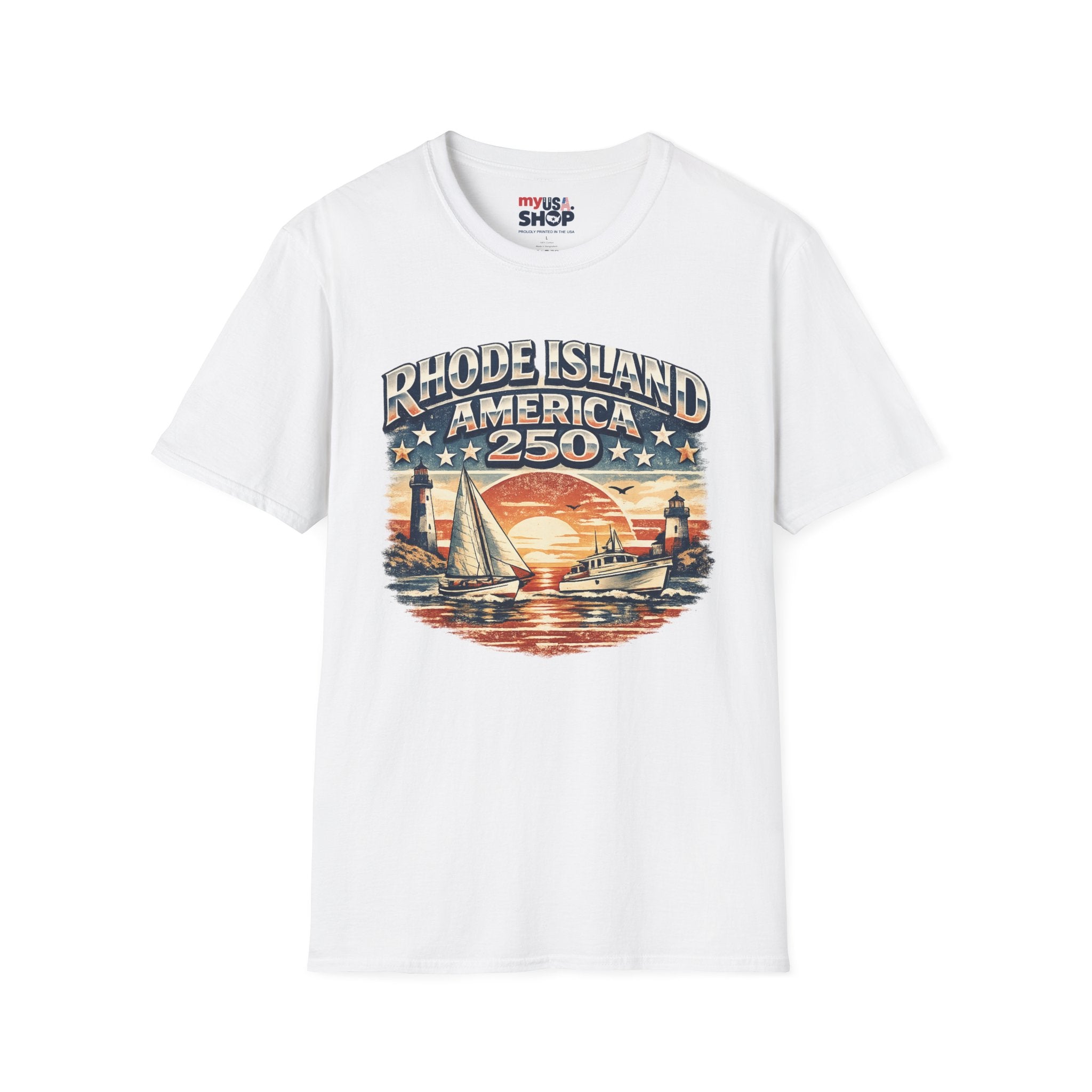 Rhode Island America 250 Shirt — Nautical Sunset Sailing Tee