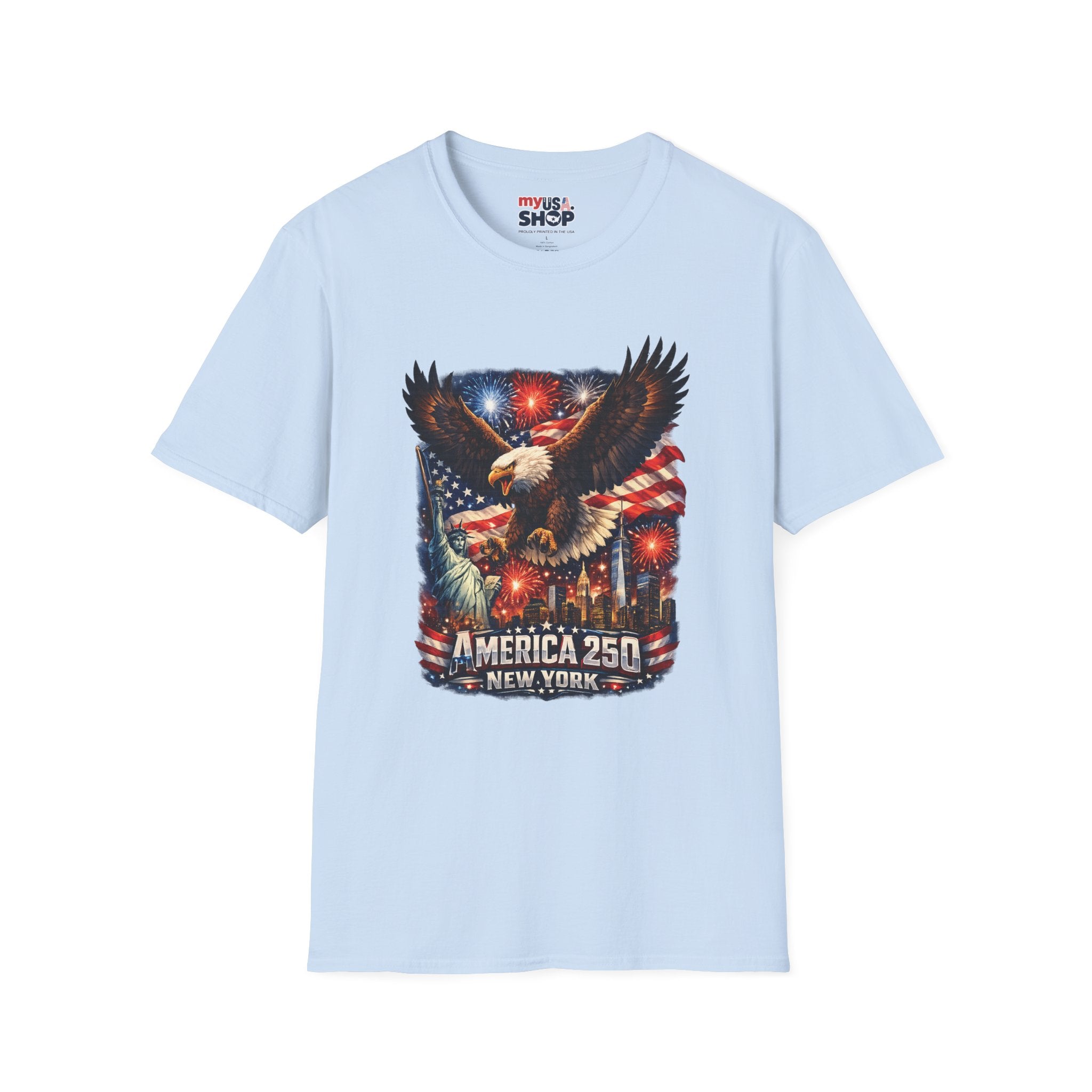 America 250 Patriotic Eagle T-Shirt — New York Fireworks Design