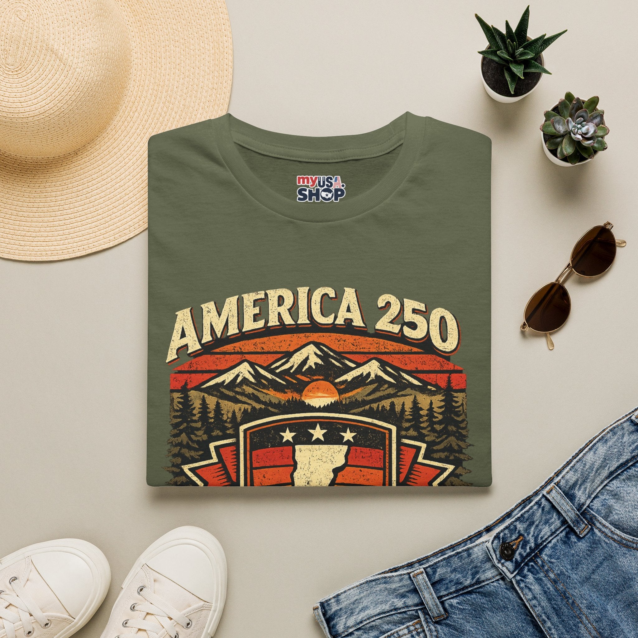 America 250 – 250 Years of American Freedom Vermont Vintage Tee Design