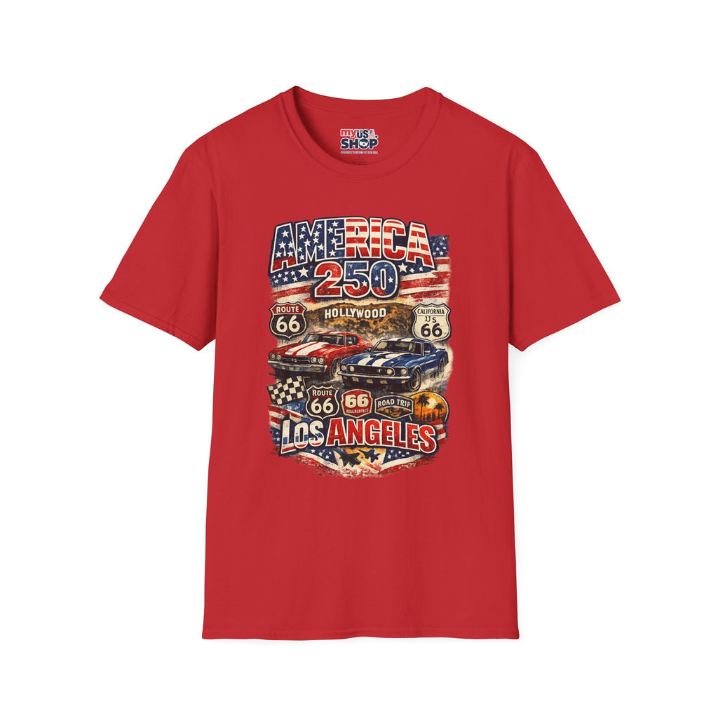 America 250 Los Angeles Route 66 Hollywood Muscle Cars Road Trip California Tee
