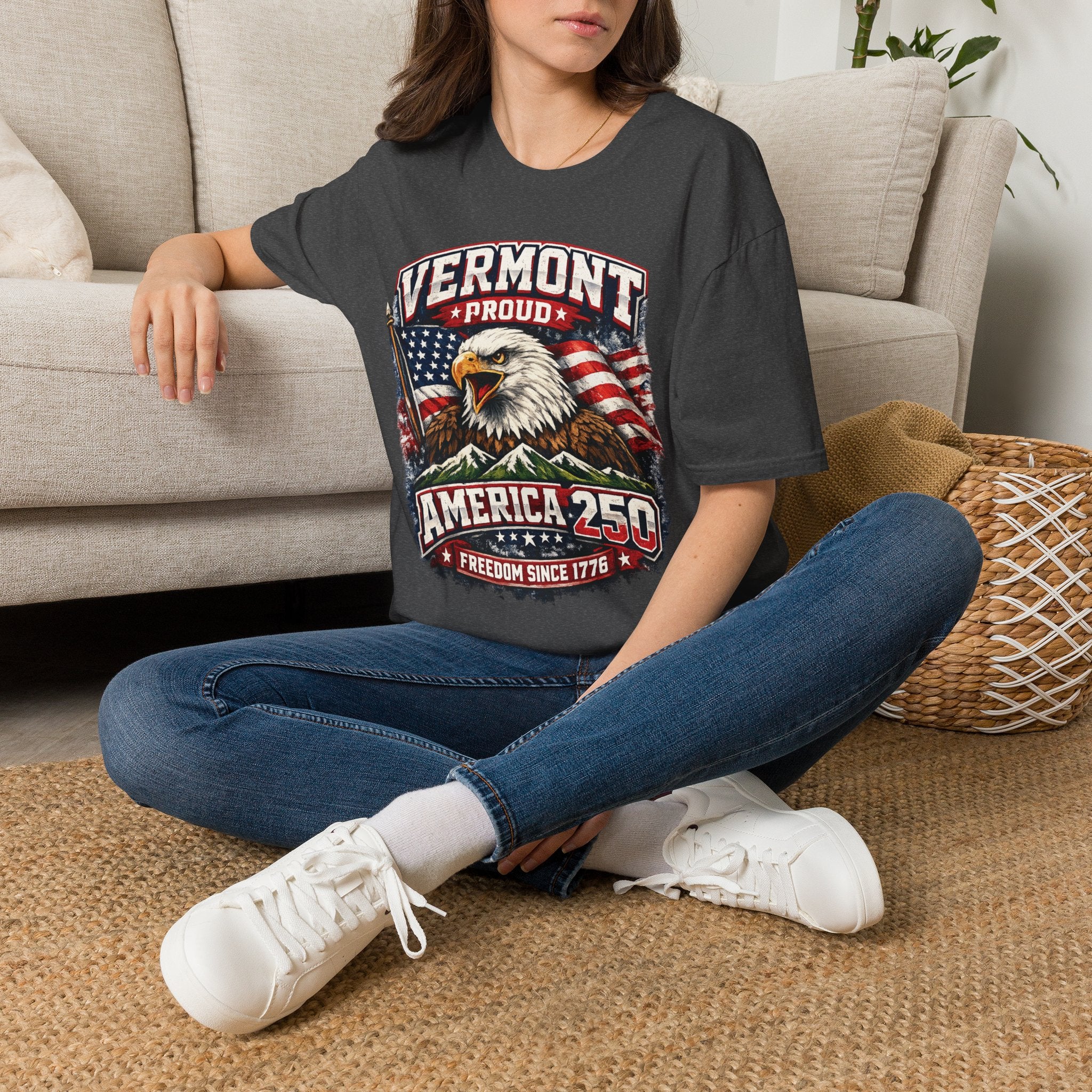 America 250 x Vermont Proud T-Shirt — Eagle Flag Design