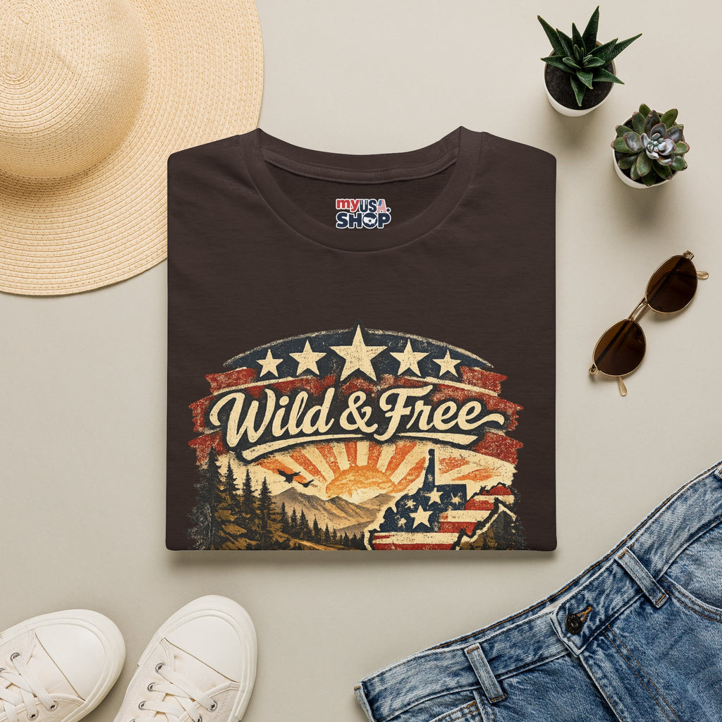 Wild & Free West Virginia T-Shirt — America 250 Mountain Sunset Tee