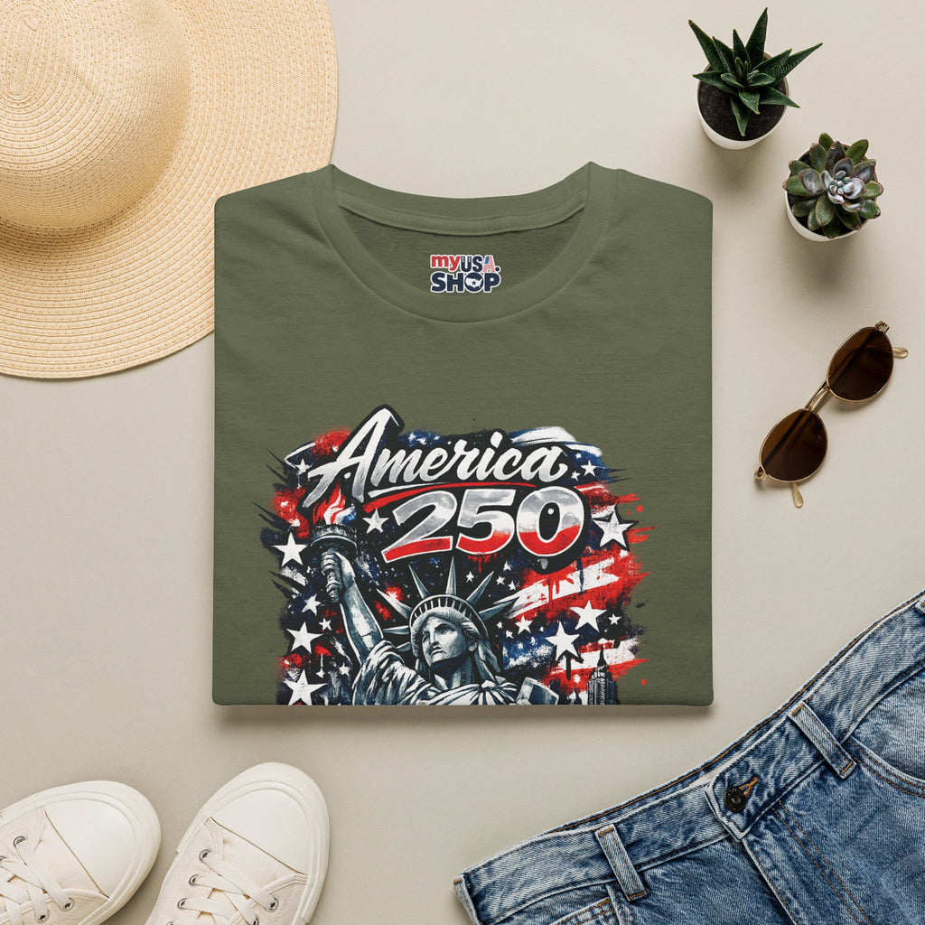 America 250 Statue of Liberty T-Shirt — Patriotic New York 250th Anniversary Tee