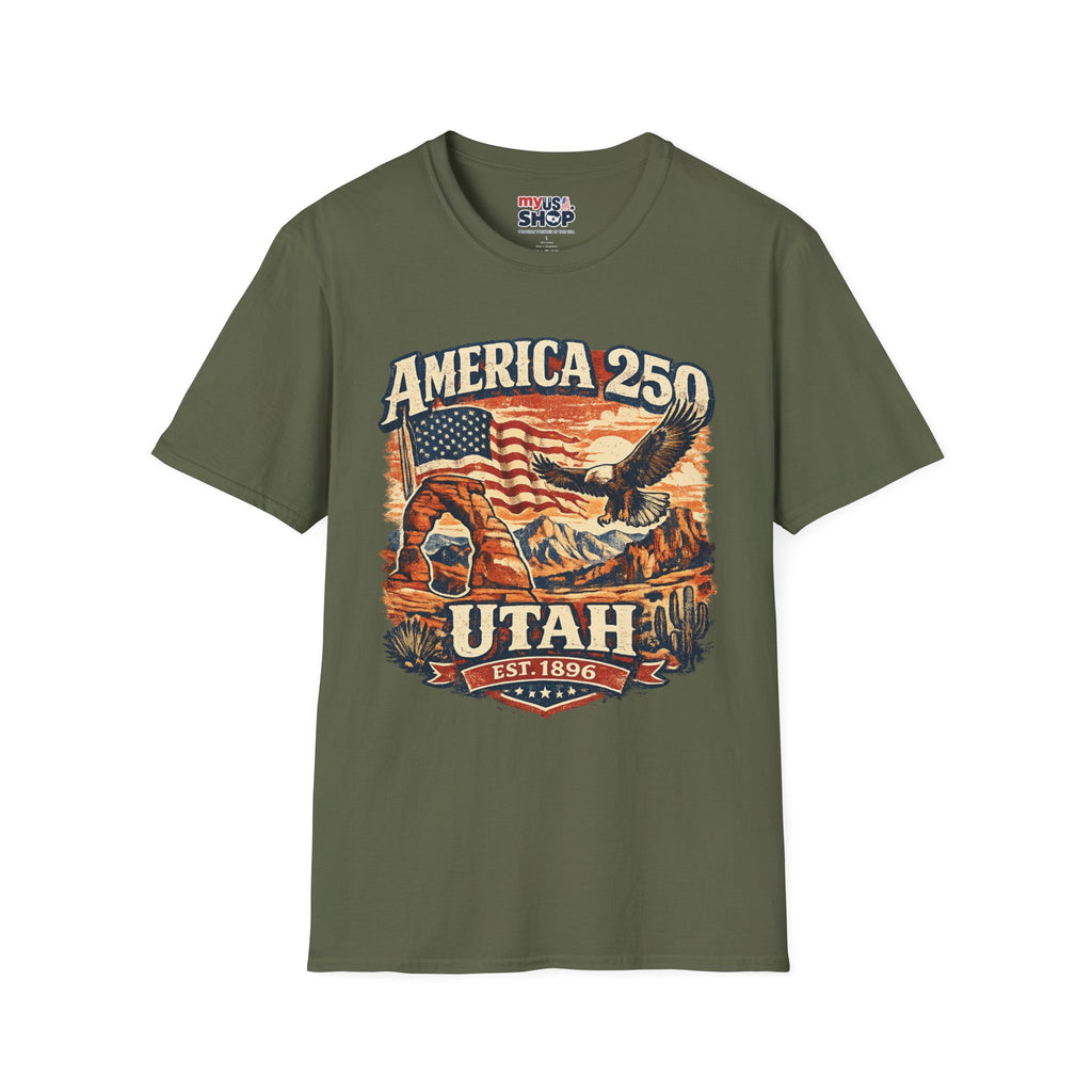 America 250 Utah T‑Shirt — Vintage Patriotic Eagle & Flag Tee