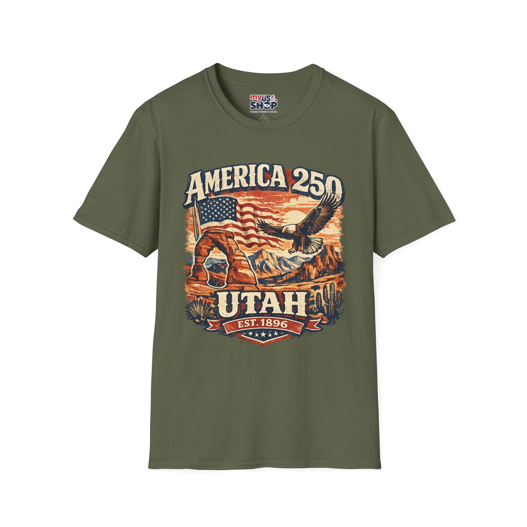 America 250 Utah T‑Shirt — Vintage Patriotic Eagle & Flag Tee