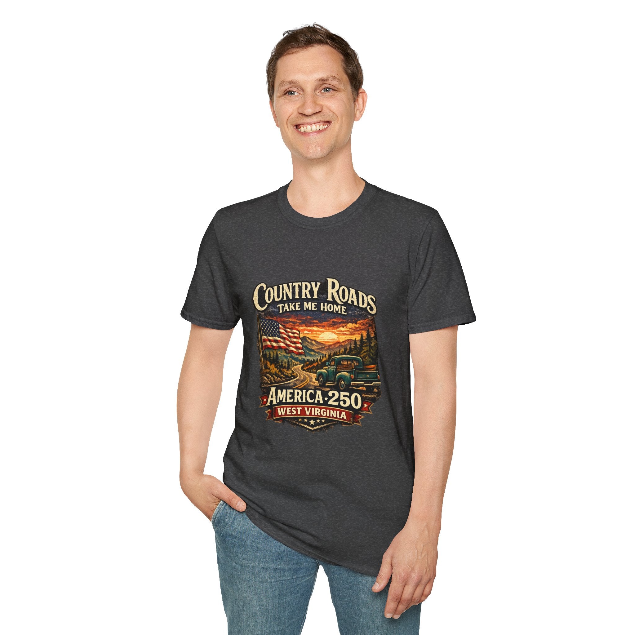 America 250 T-Shirt — "Take Me Home" West Virginia Scenic Graphic Tee