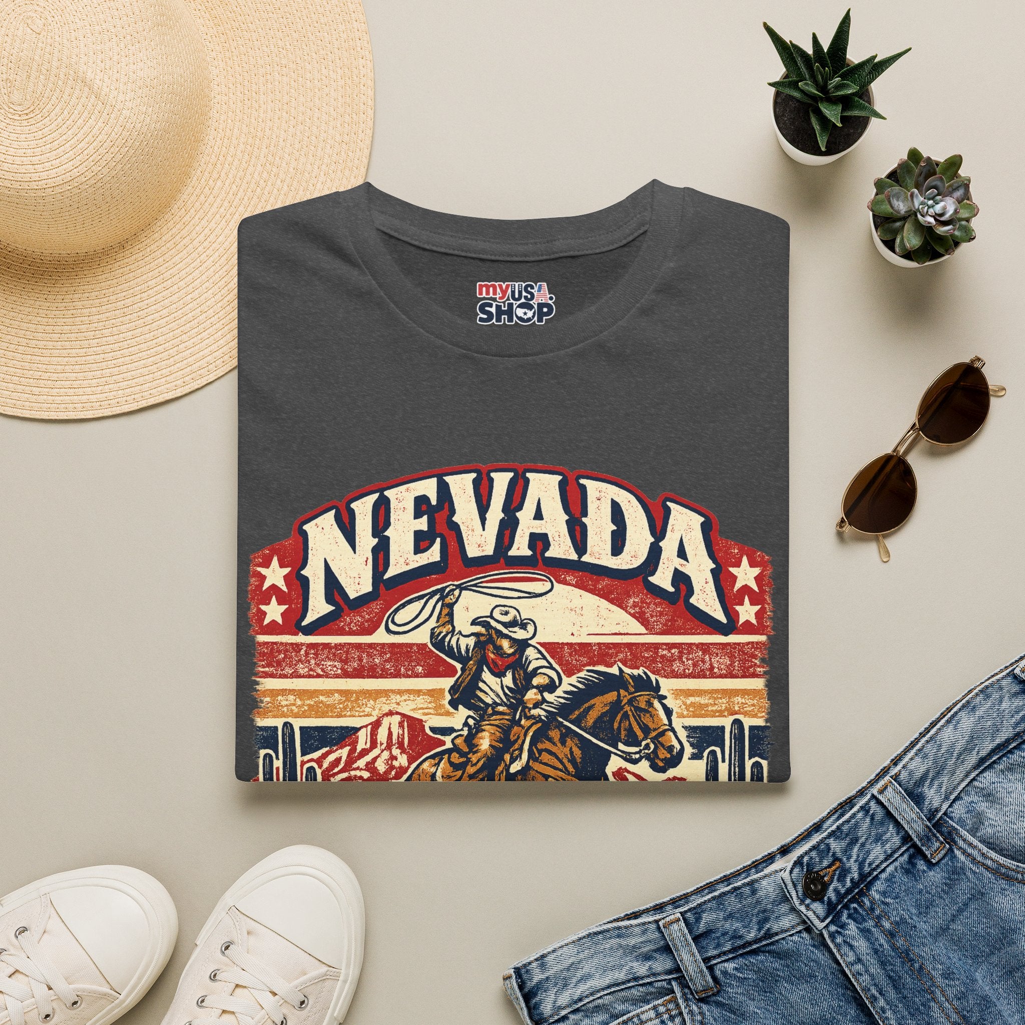 America 250 Nevada Rodeo Vintage T‑Shirt — Western Cowboy Graphic