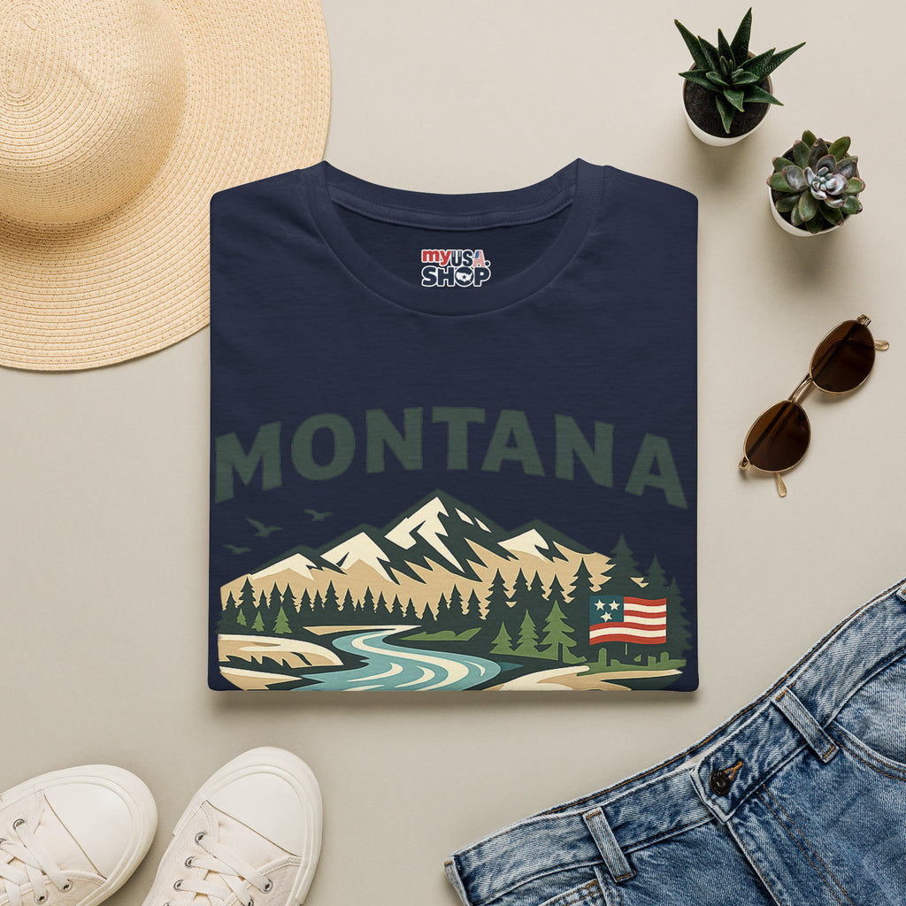 America 250 x Montana Mountain Scenic T-Shirt — Retro Nature Design