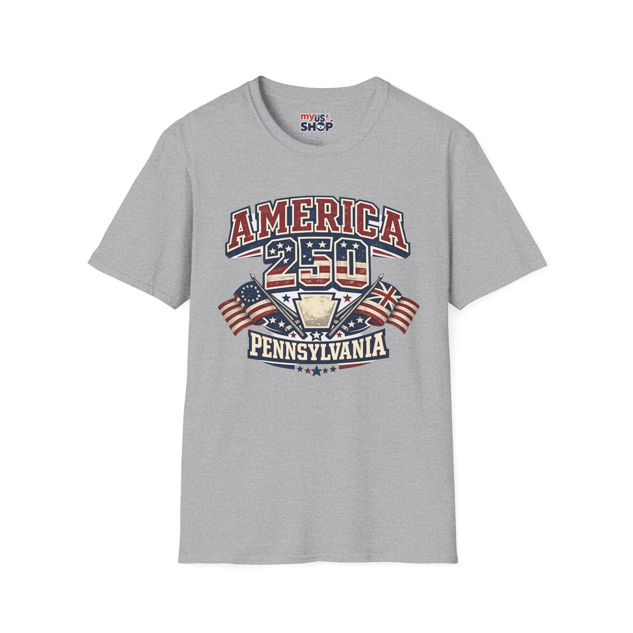 Pennsylvania America 250 Shirt — Retro Patriotic Varsity Graphic Tee