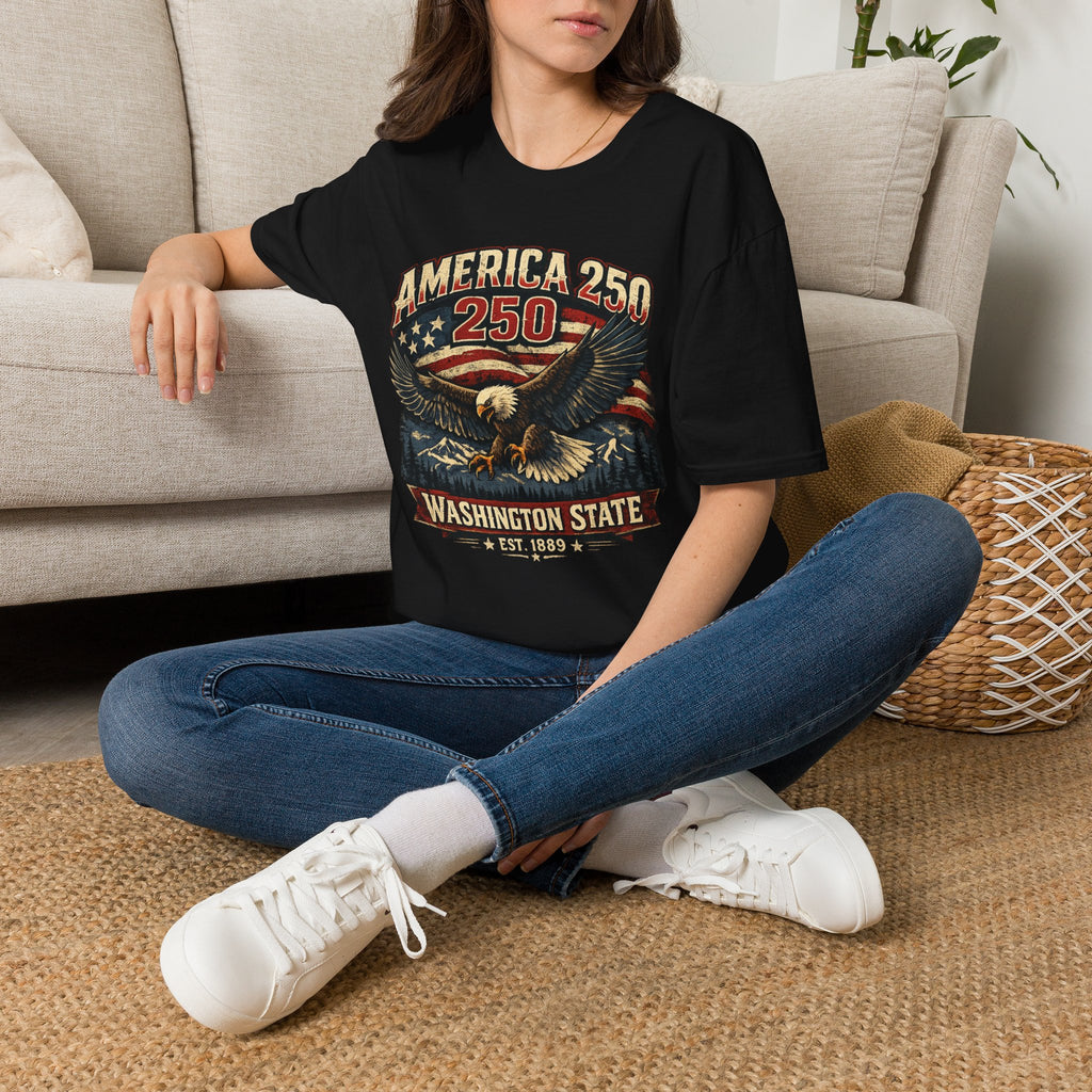 America 250 Eagle T-Shirt — Washington State Patriotic Tee