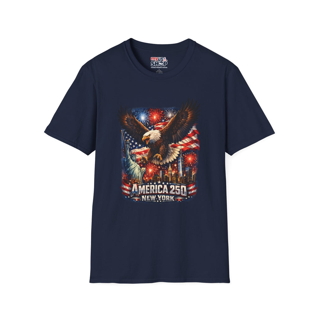 America 250 Patriotic Eagle T-Shirt — New York Fireworks Design