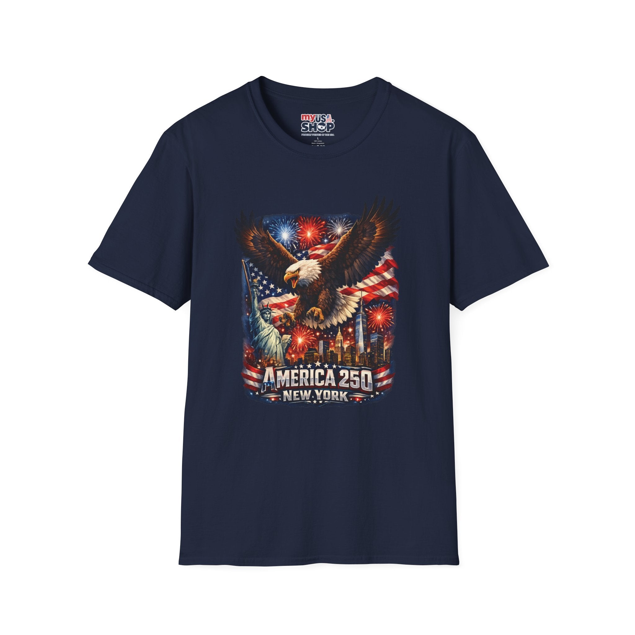 America 250 Patriotic Eagle T-Shirt — New York Fireworks Design