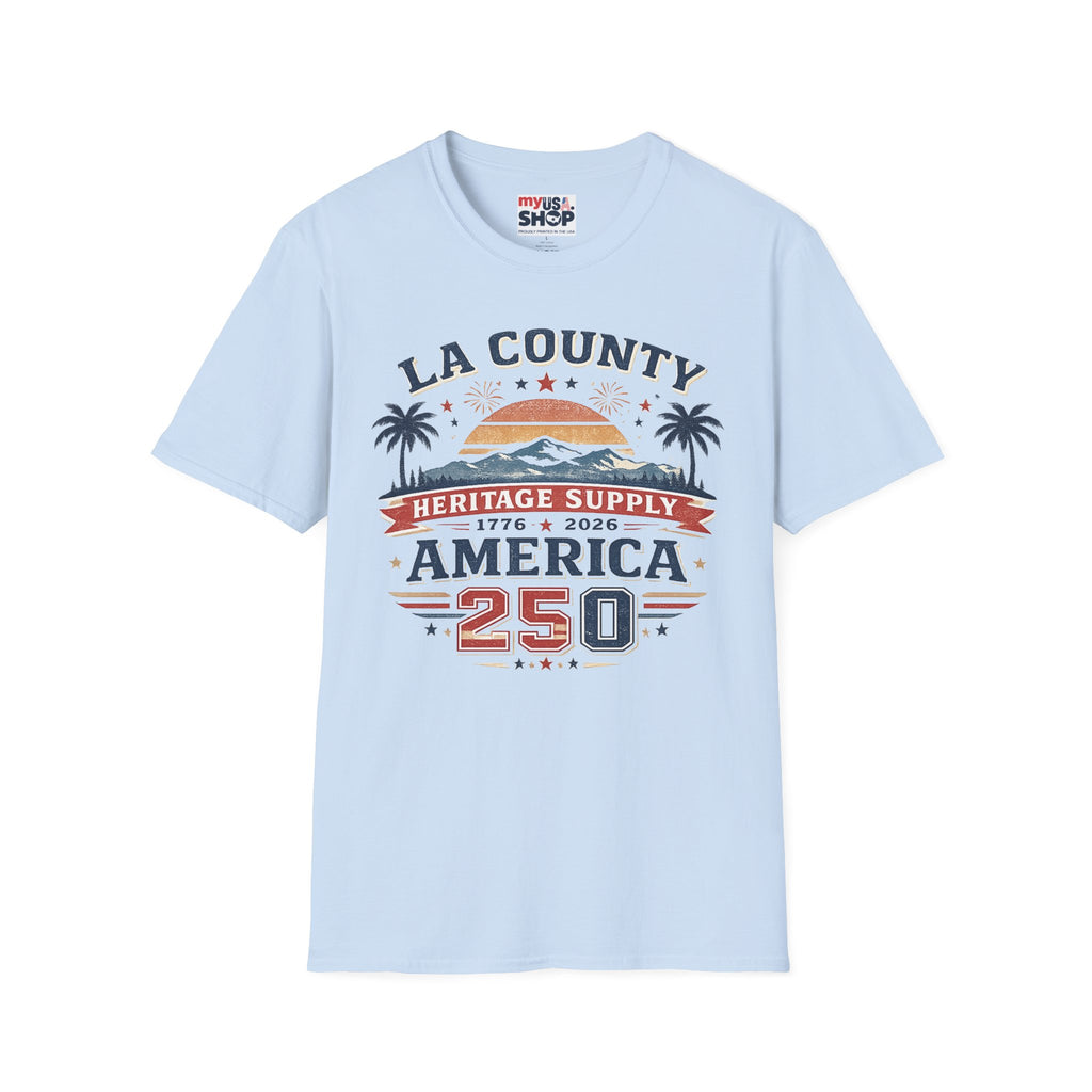 LA County Heritage Supply America 250 T-Shirt — 1776–2026 Vintage Sunset Tee