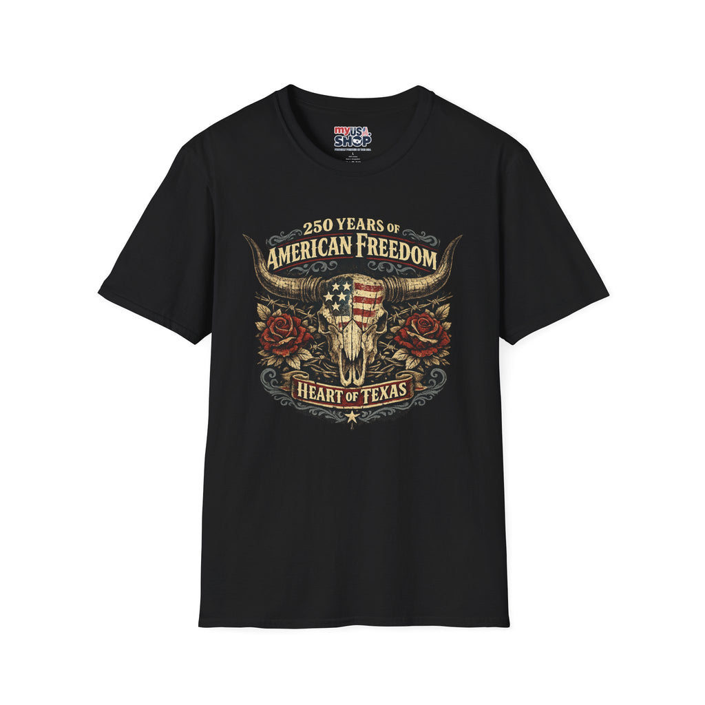 America 250 Texas T-Shirt — Heart of Texas Western Freedom Graphic Tee