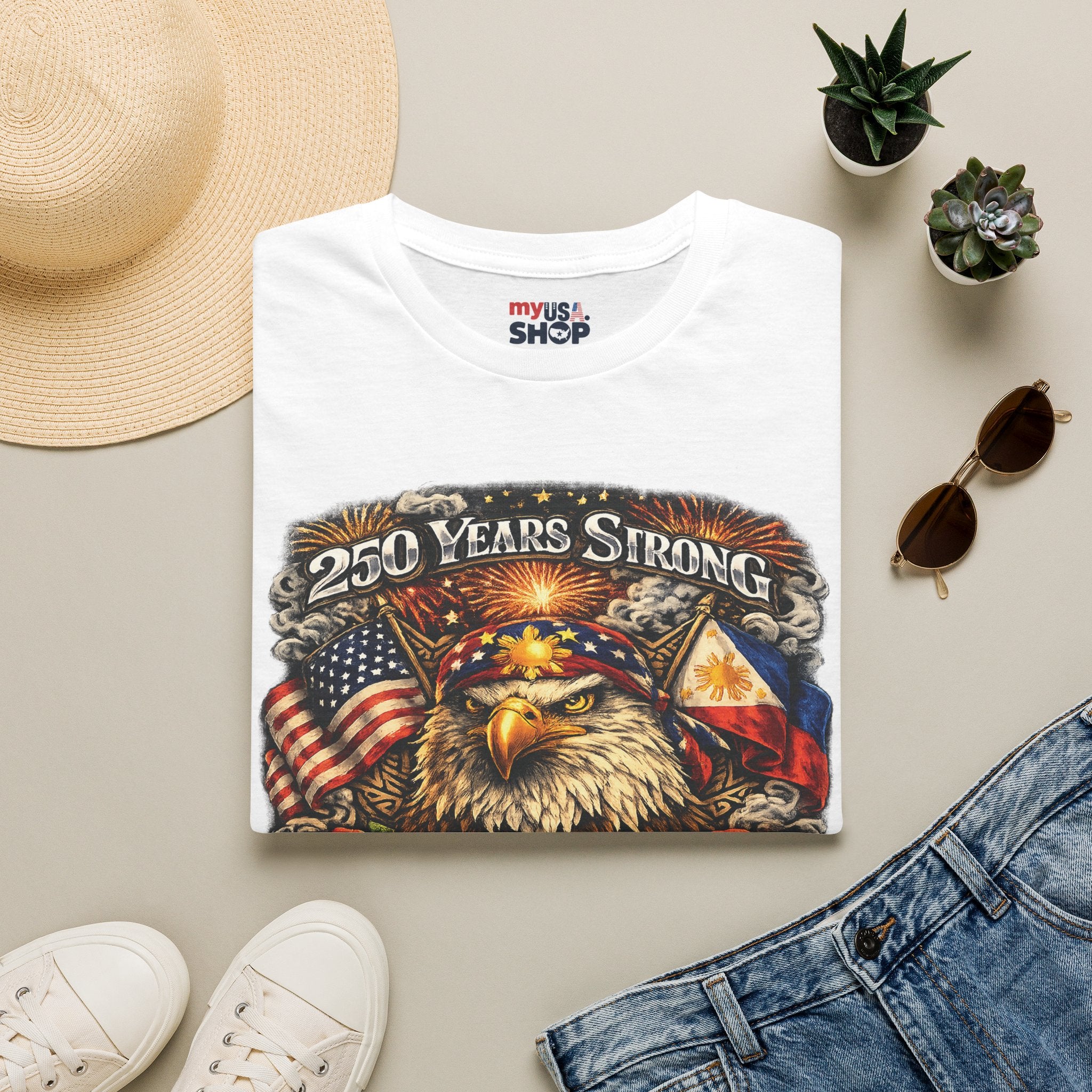 America 250 Years Strong Pinoy American Eagle Tee