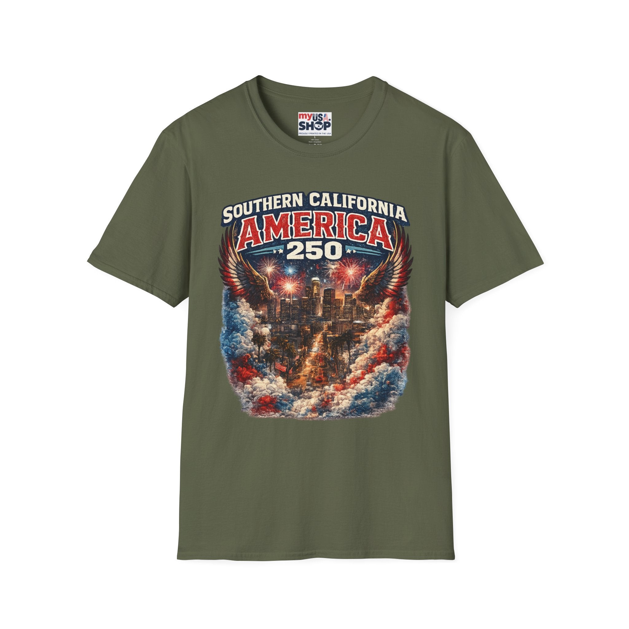 Southern California America 250 T-Shirt — Patriotic Eagle Fireworks Tee