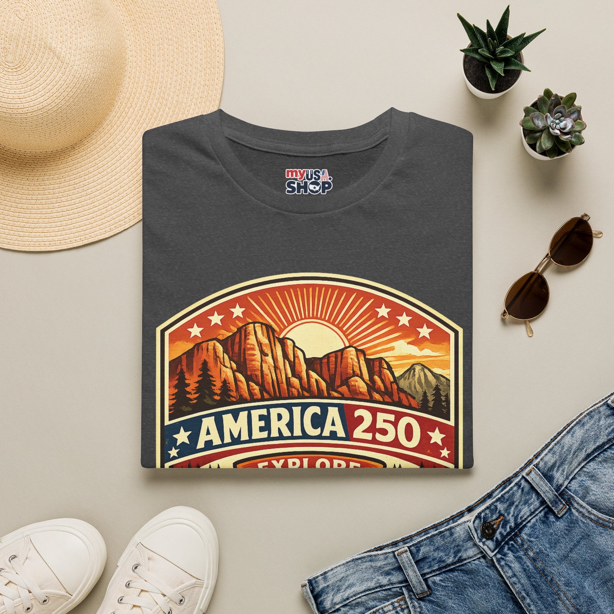 America 250 T-Shirt Utah Explore Freedom Vintage National Park Badge