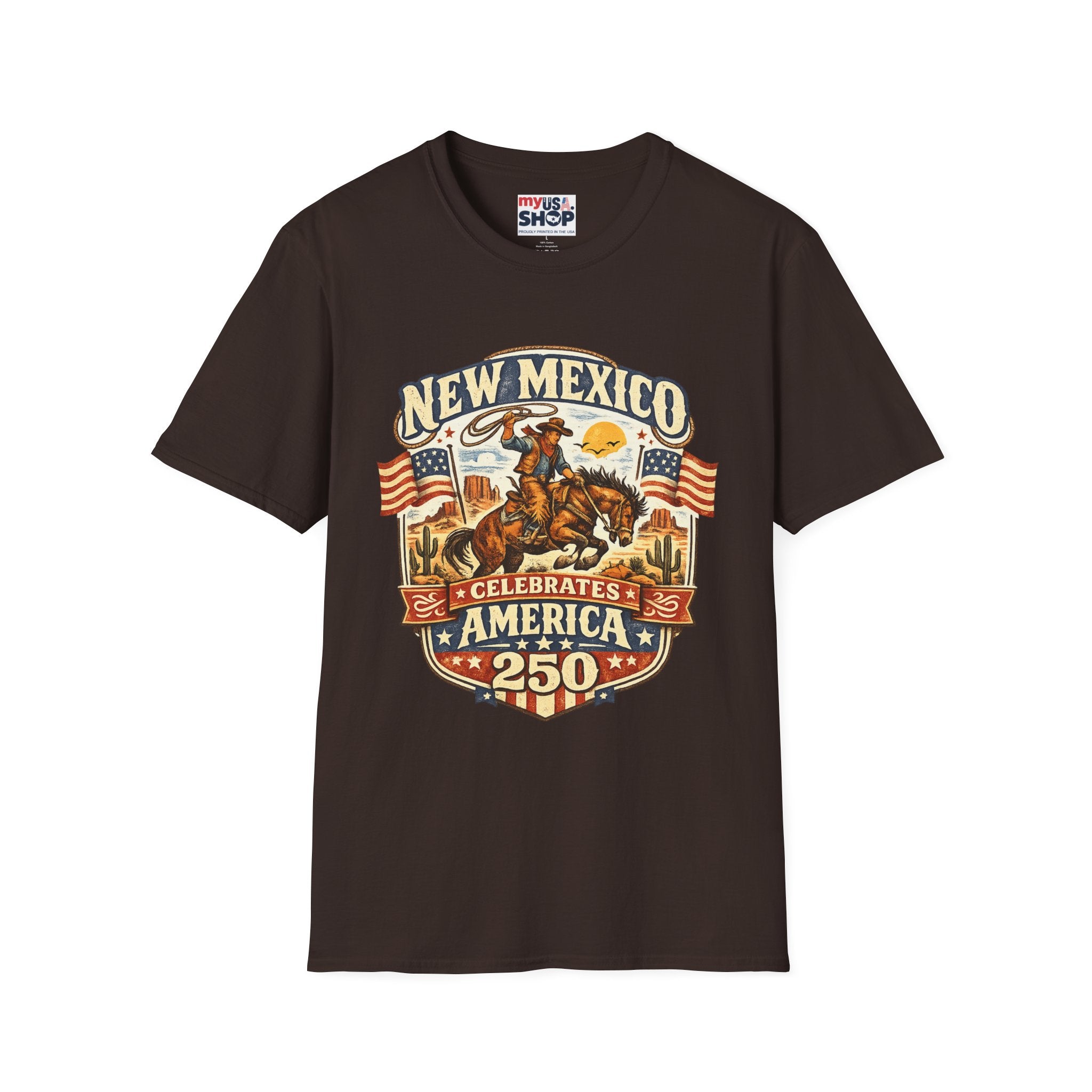 America 250 New Mexico Cowboy Rodeo T-Shirt — Vintage Western Tee