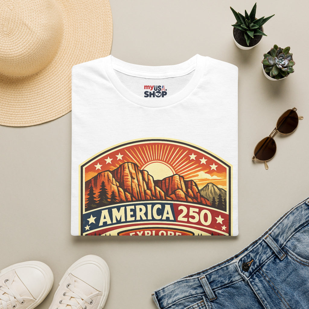 America 250 T-Shirt Utah Explore Freedom Vintage National Park Badge