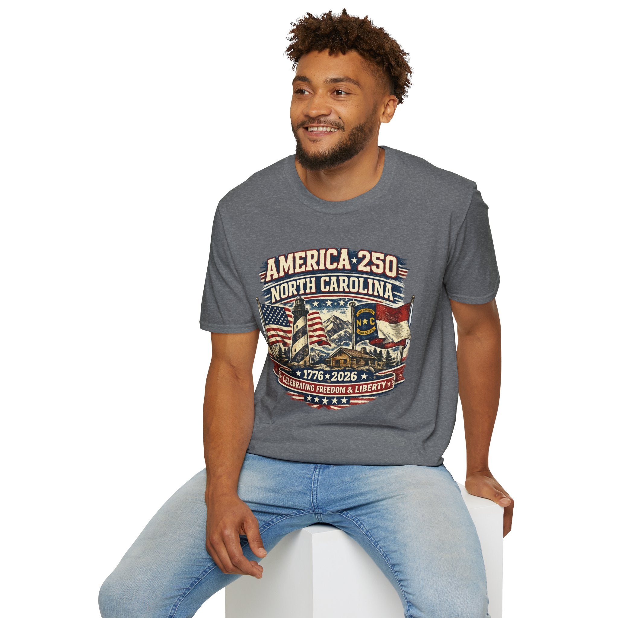 America 250 North Carolina T-Shirt — 1776–2026 Patriotic State Pride Tee