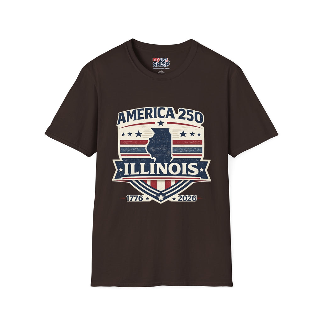 America 250 Illinois T-Shirt — 1776–2026 Bicentennial USA State Pride Tee