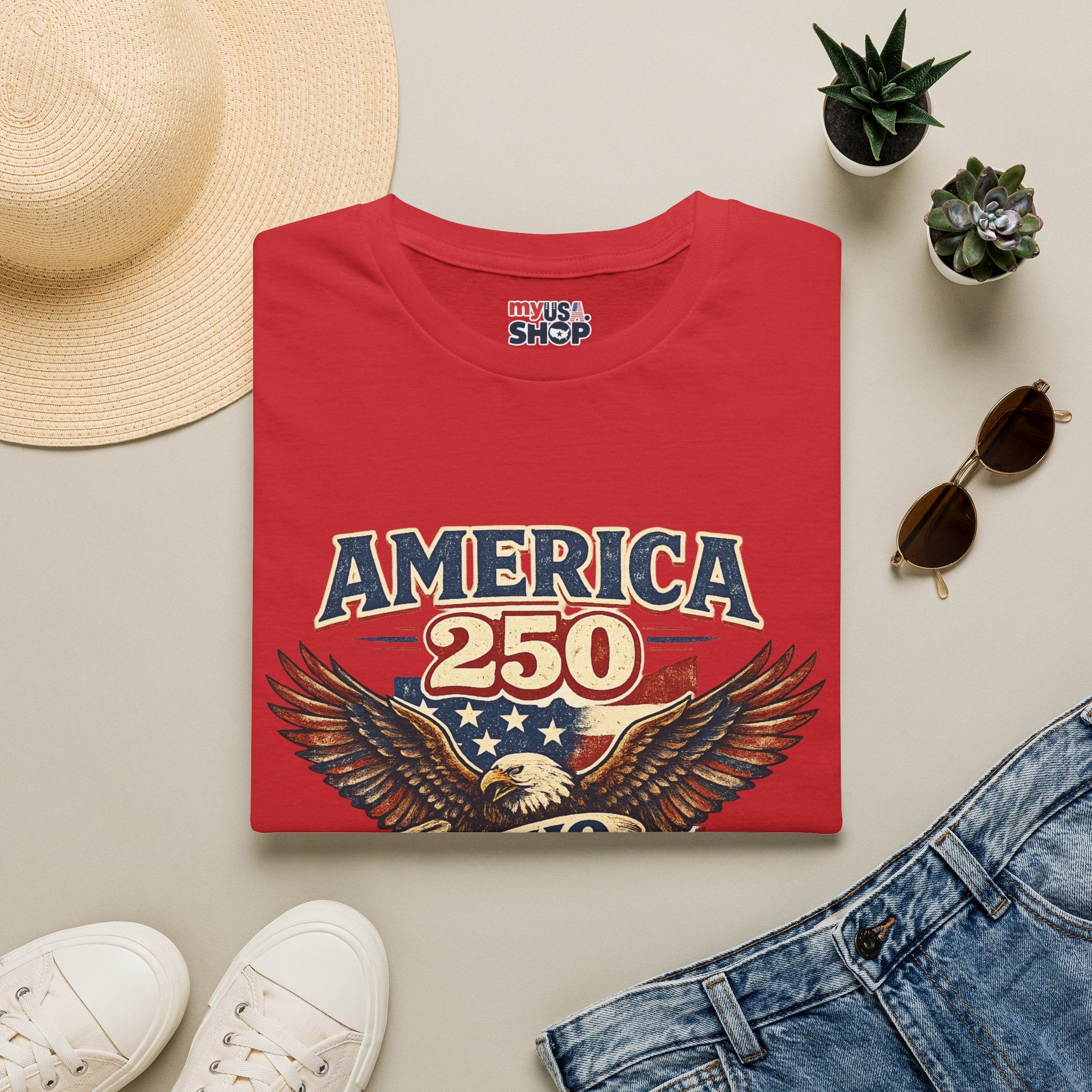 America 250 – Ohio Eagle Ribbon 1776–2026 Vintage Tee Desig