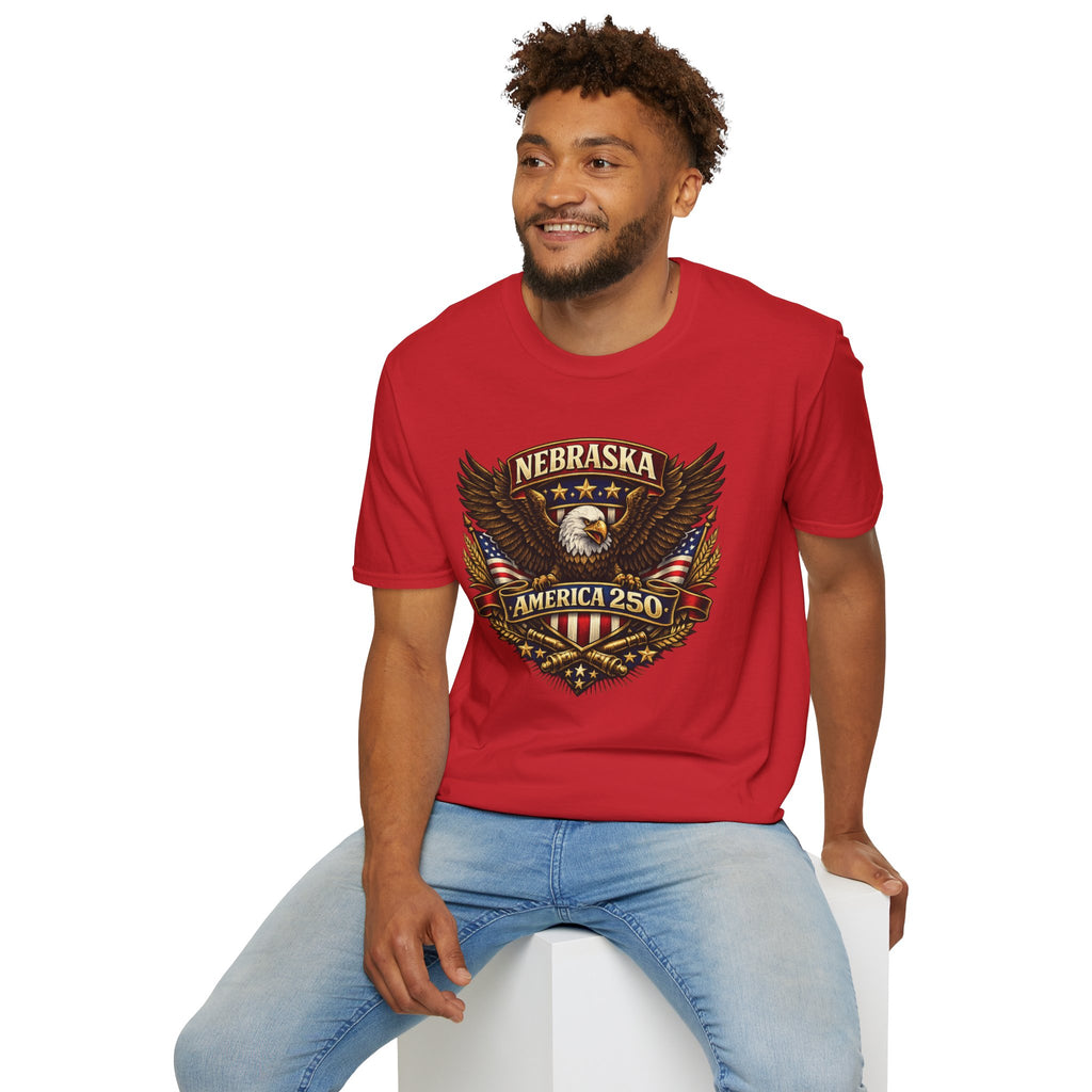 America 250 Nebraska Eagle T-Shirt — Patriotic USA State Tee