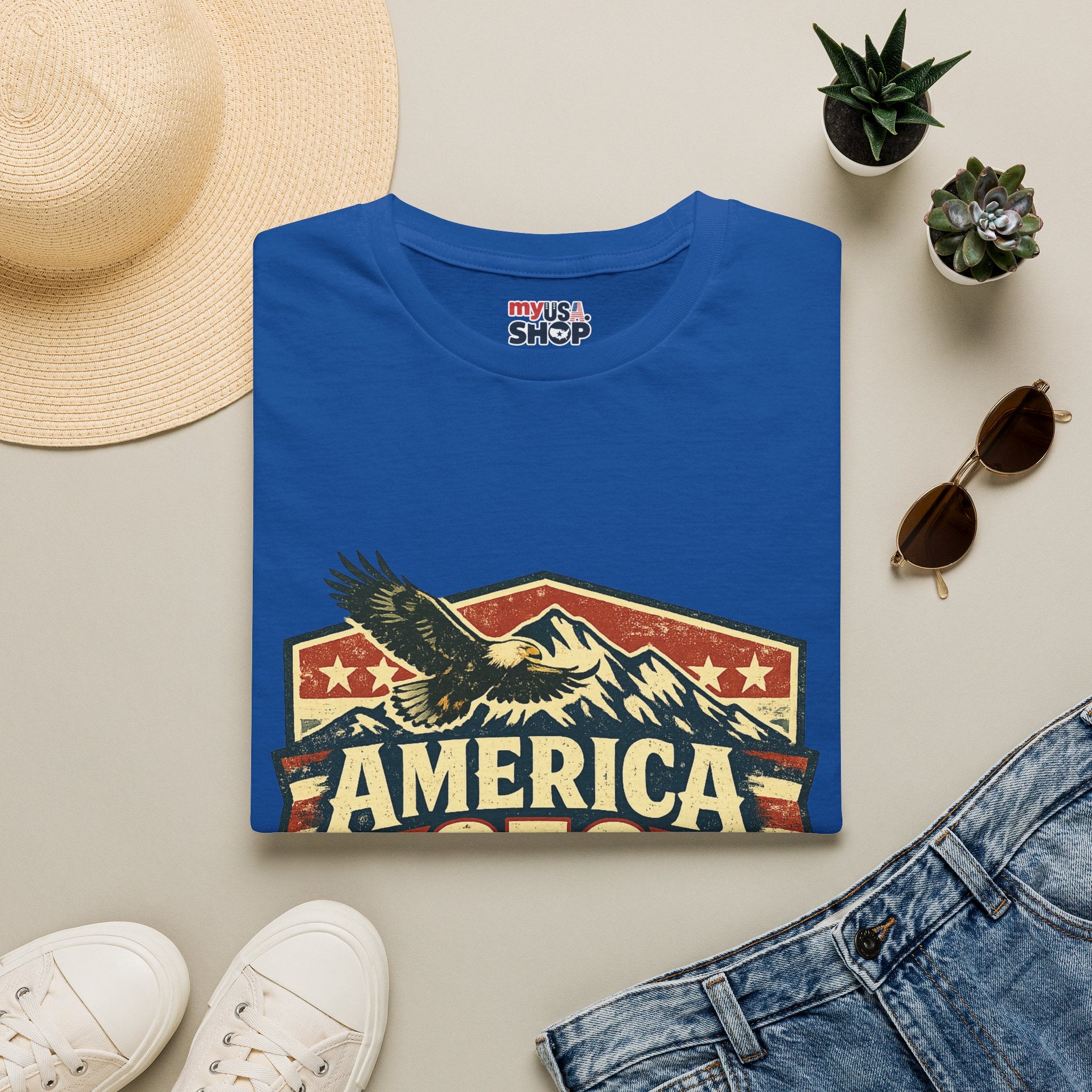 America 250 Shirt —Oregon  Mountain Eagle Wilderness Badge Tee