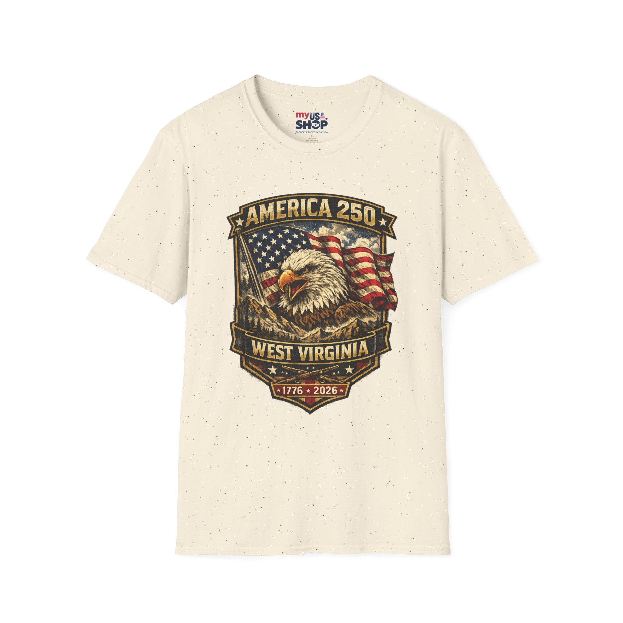 America 250 Eagle Flag T-Shirt — West Virginia Patriotic Anniversary Shirt