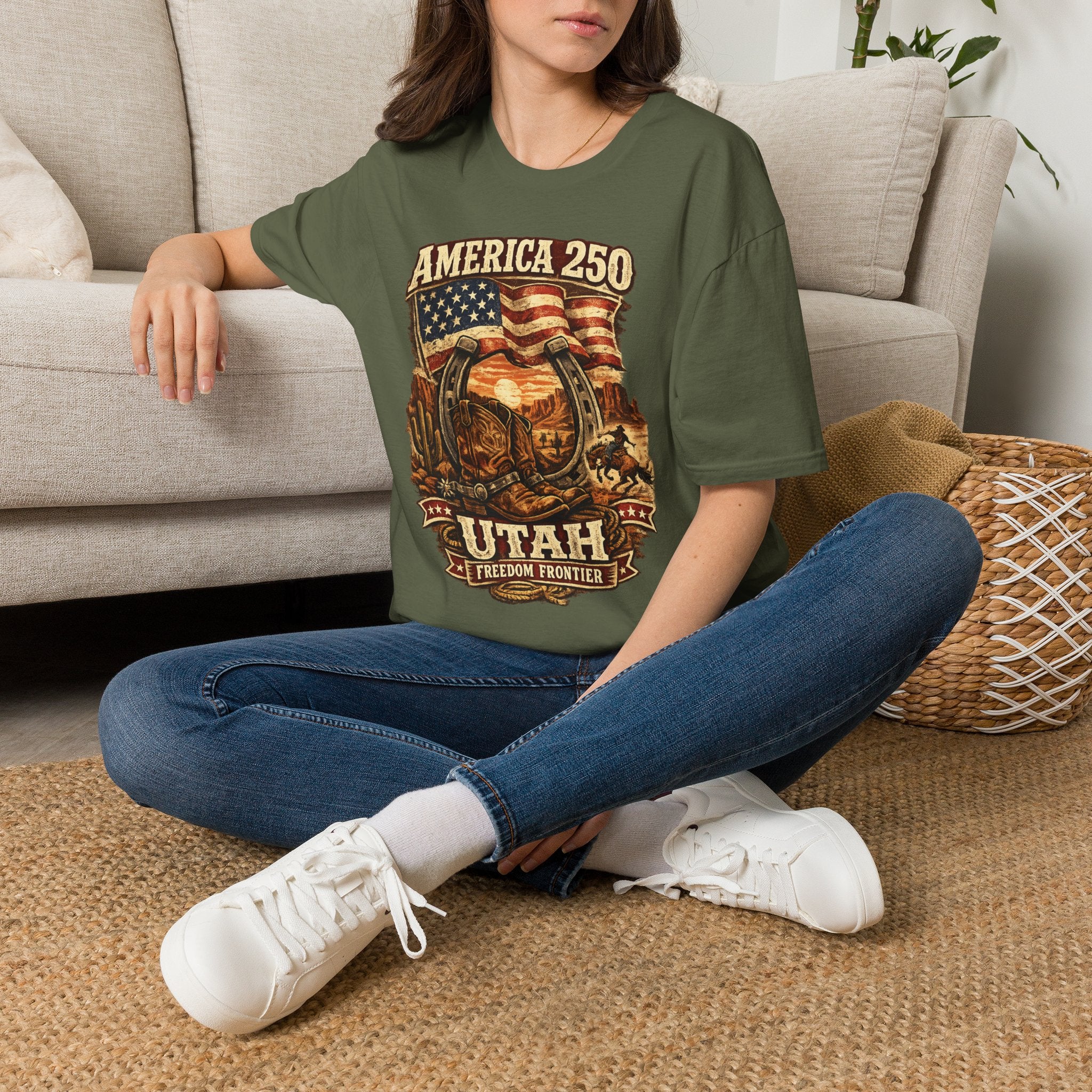 America 250 Utah T-Shirt — Freedom Frontier Western Graphic Tee