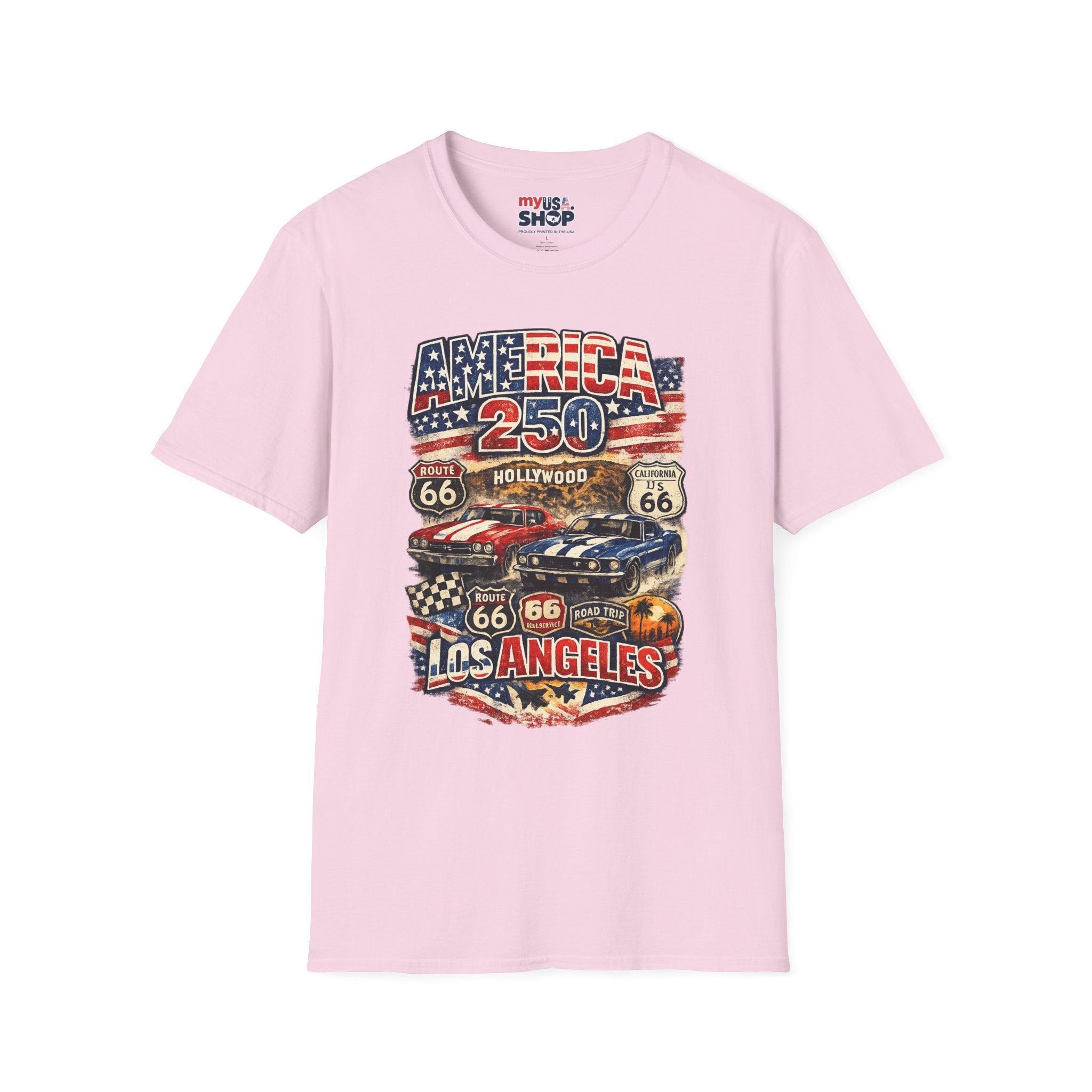 America 250 Los Angeles Route 66 Hollywood Muscle Cars Road Trip California Tee