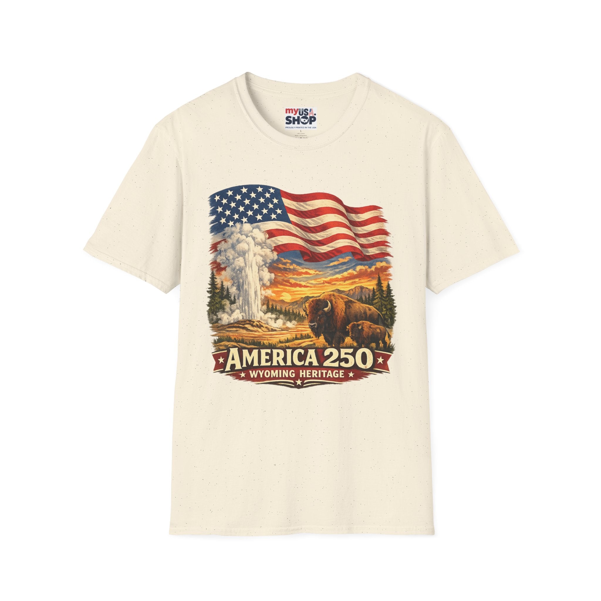America 250 T-Shirt — Vintage Wyoming Yellowstone Design