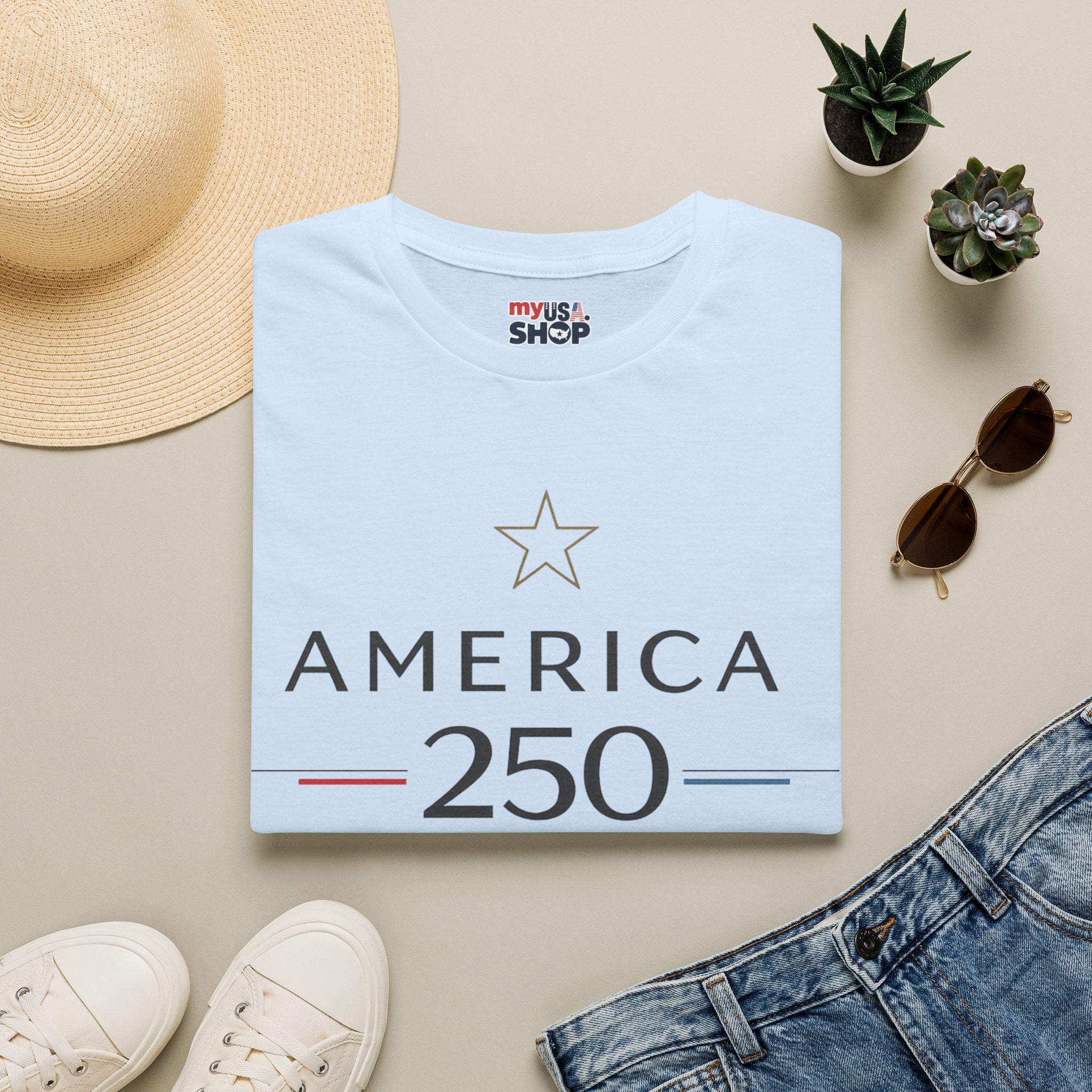 America 250 Texas T-Shirt — Minimalist Patriotic Texas Graphic Tee