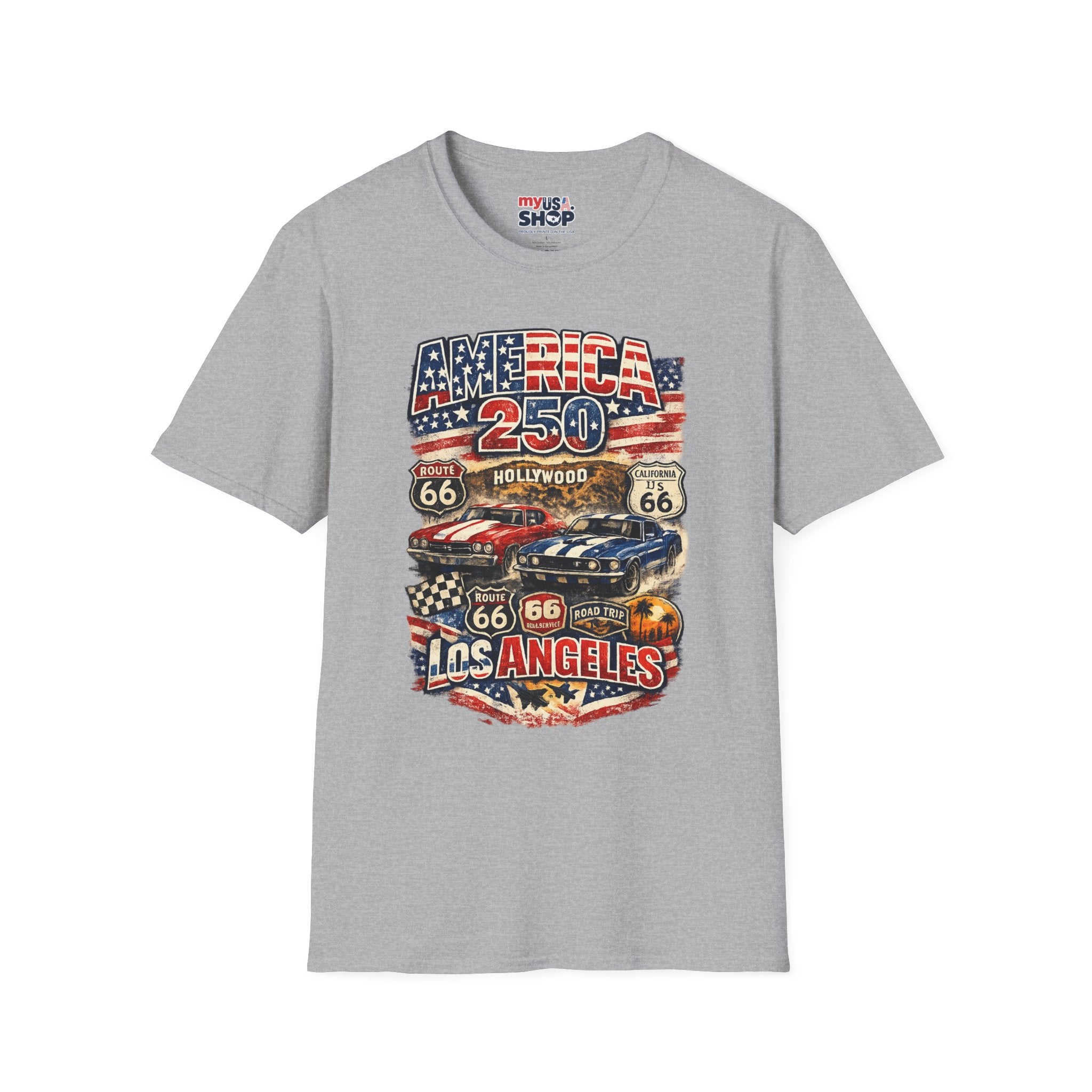 America 250 Los Angeles Route 66 Hollywood Muscle Cars Road Trip California Tee