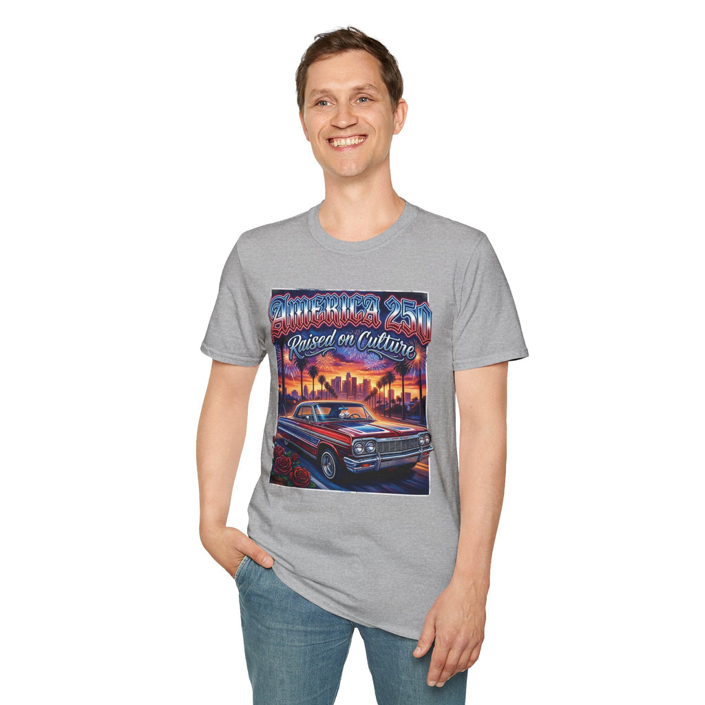 America 250 California "Raised on Culture" — Vintage Sunset Classic Car Patriotic