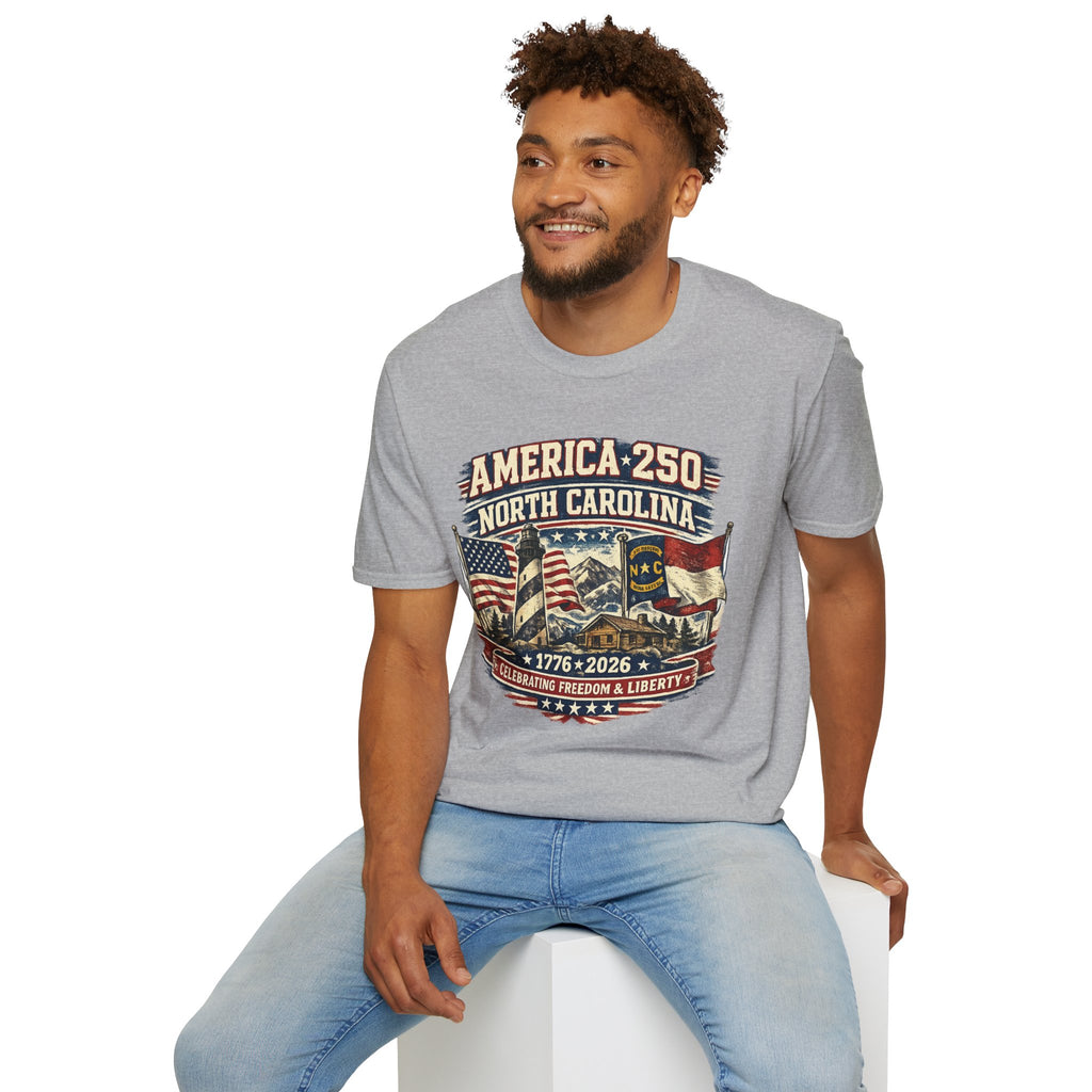 America 250 North Carolina T-Shirt — 1776–2026 Patriotic State Pride Tee