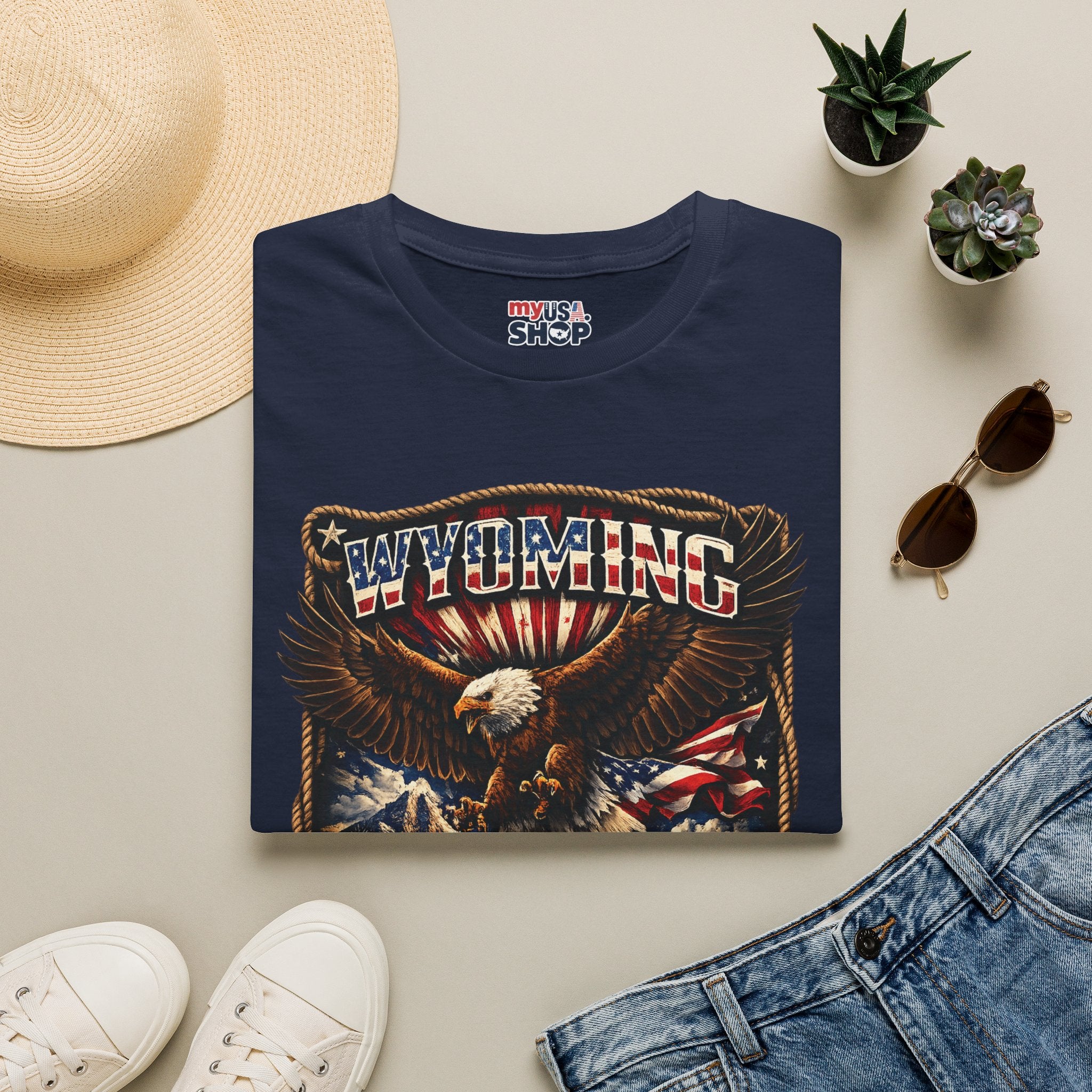 Wyoming Eagle T-Shirt — Patriotic America 250th Anniversary Graphic Tee
