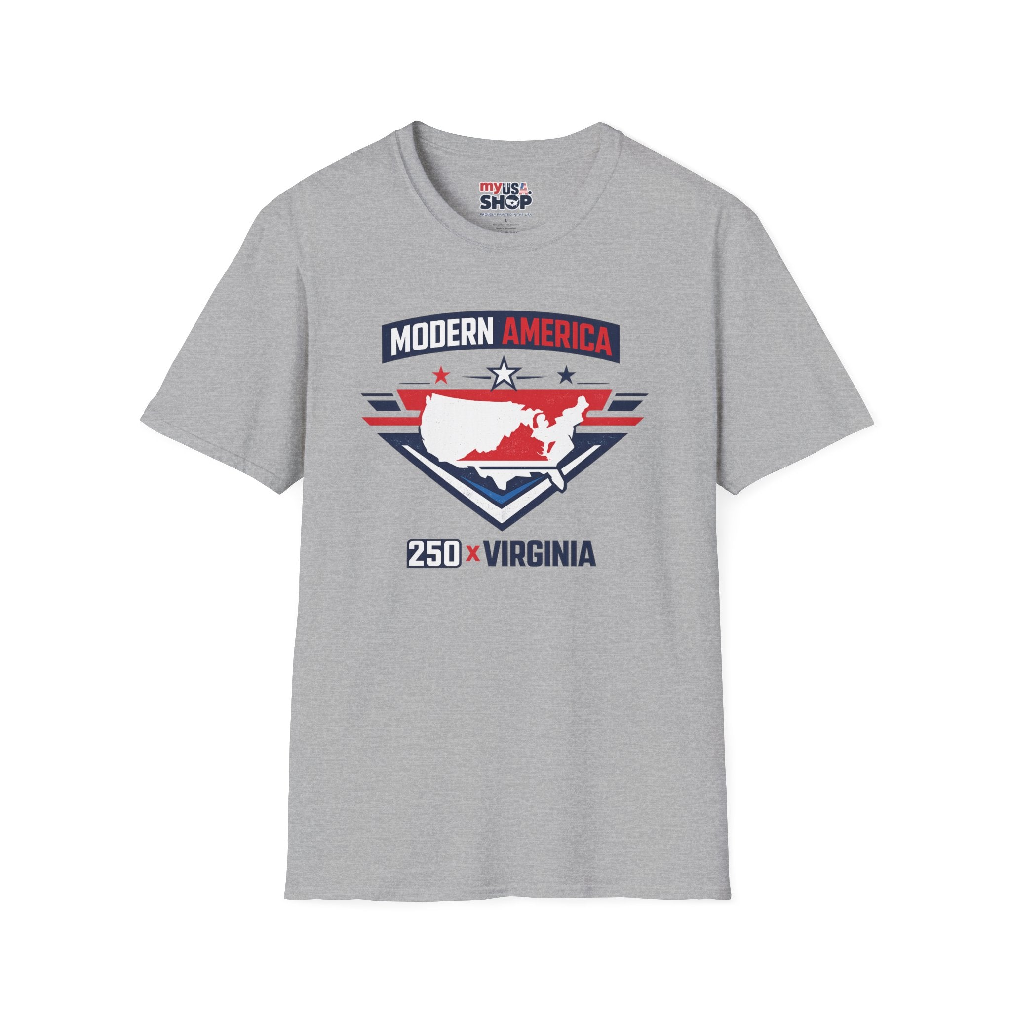 America 250 Modern America Virginia T-Shirt — Retro State Map Patriotic Tee